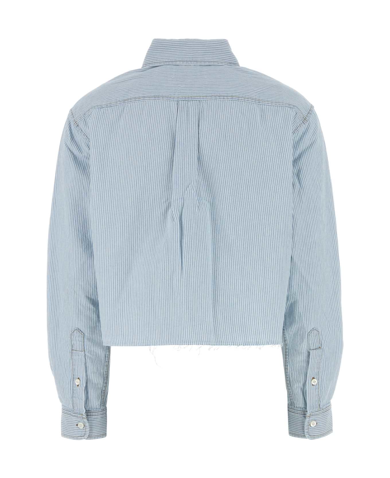 Miu Miu Embroidered Chambray Shirt - AZZURRO