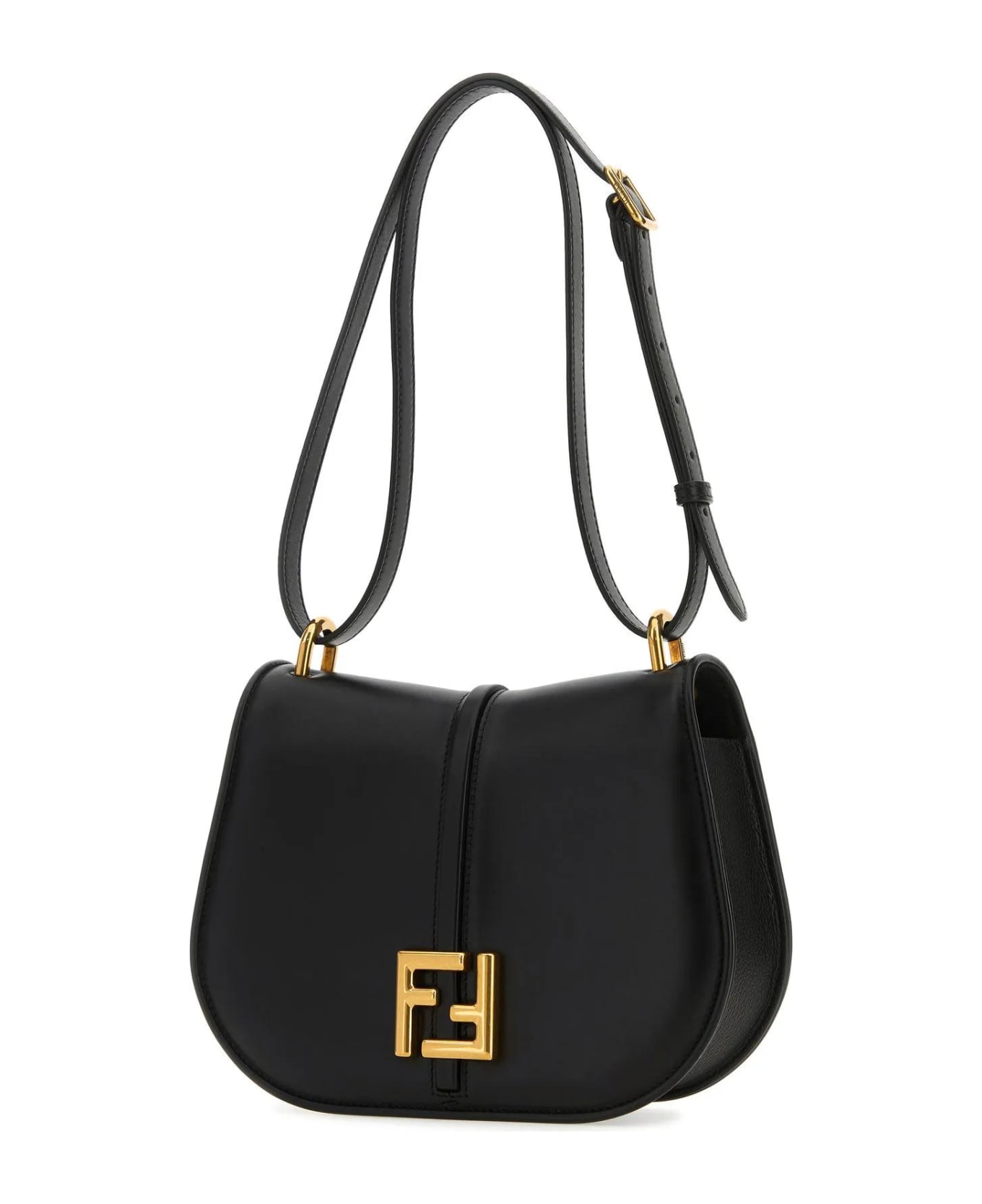 Fendi Black Leather C'mon Medium Shoulder Bag - Black