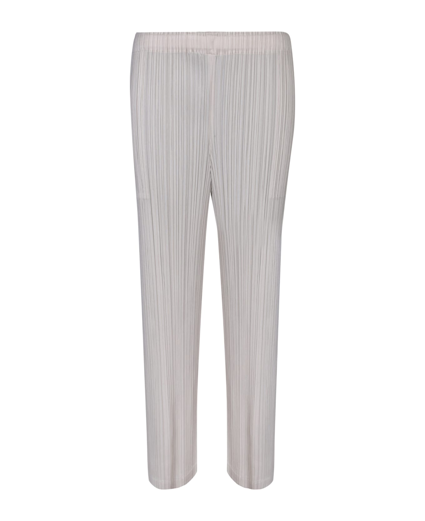 Issey Miyake Pleats Please Ivory Straight Trousers - White ボトムス