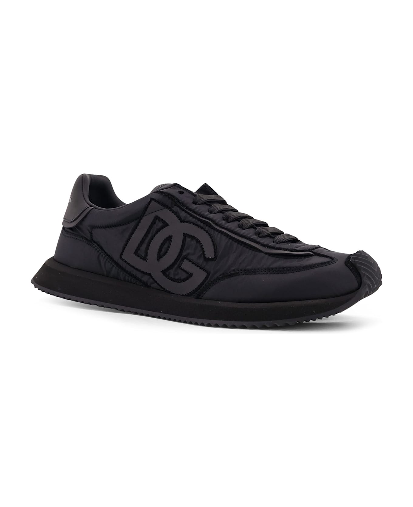 Dolce & Gabbana Low-top Nylon Sneakers With Leather Inserts - Black