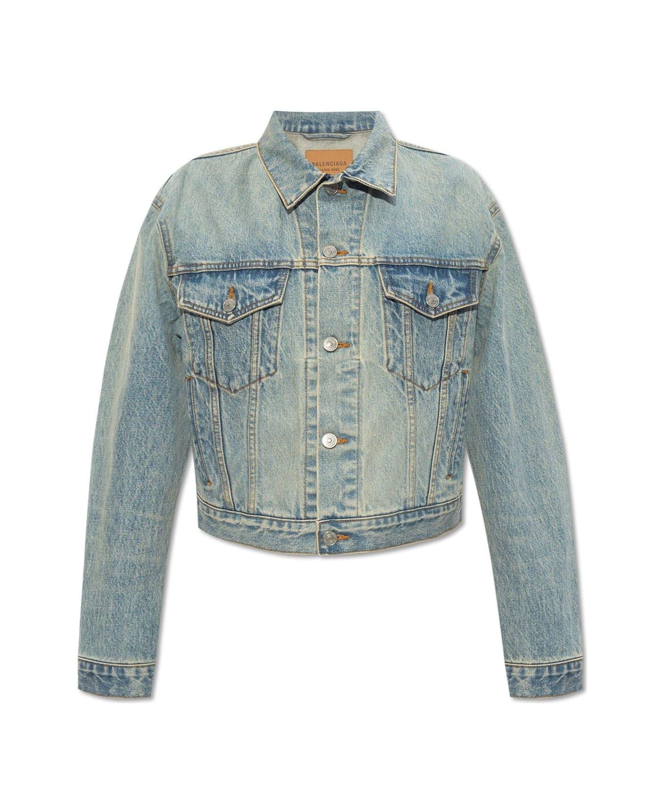 Balenciaga Collared Button-up Denim Jacket - BLUE