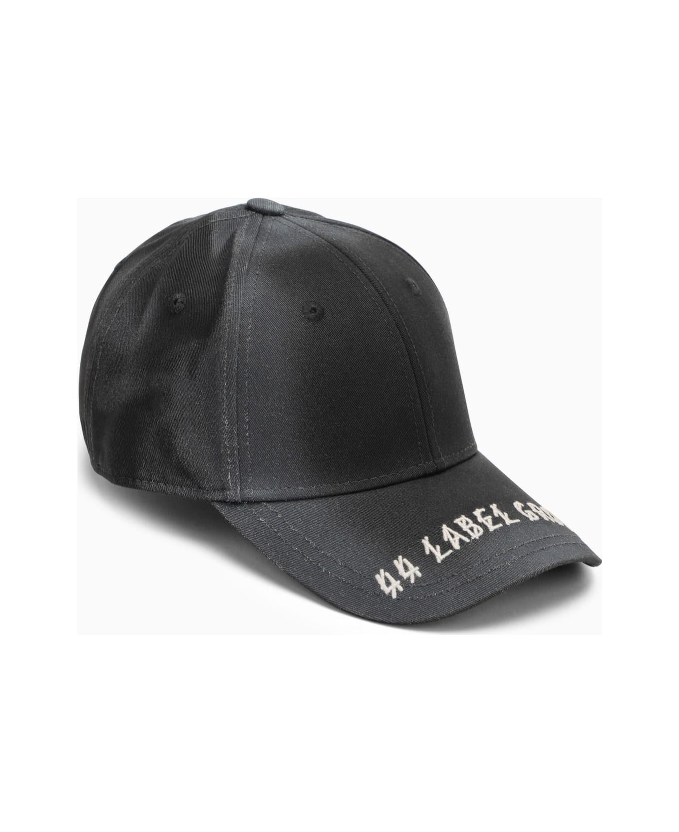 44 Label Group Black Visor Hat With Logo Embroidery - Black