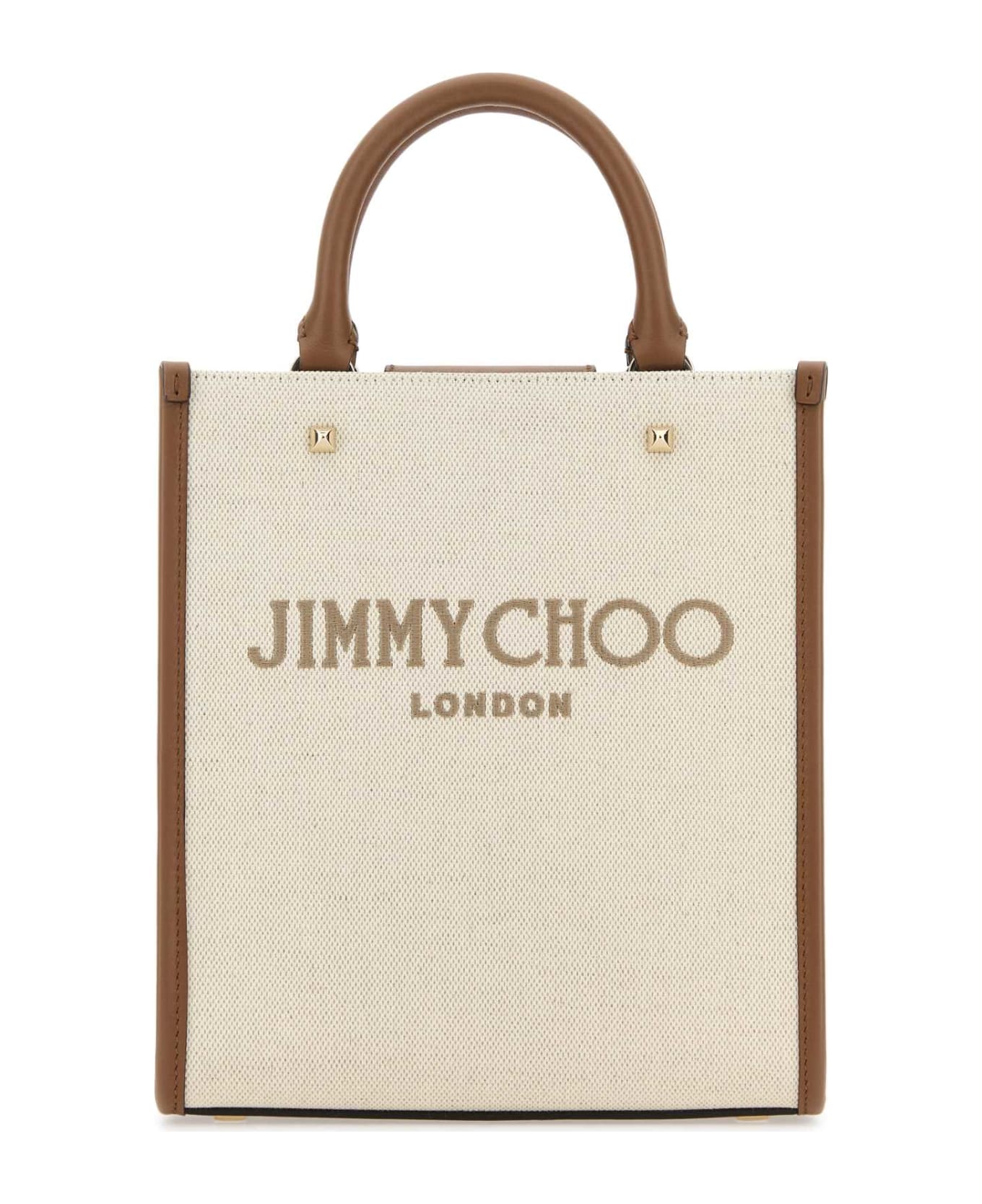 Jimmy Choo Sand Canvas Avenue Shopping Bag - NATURALTAUPEDARKTANLIGHTG トートバッグ