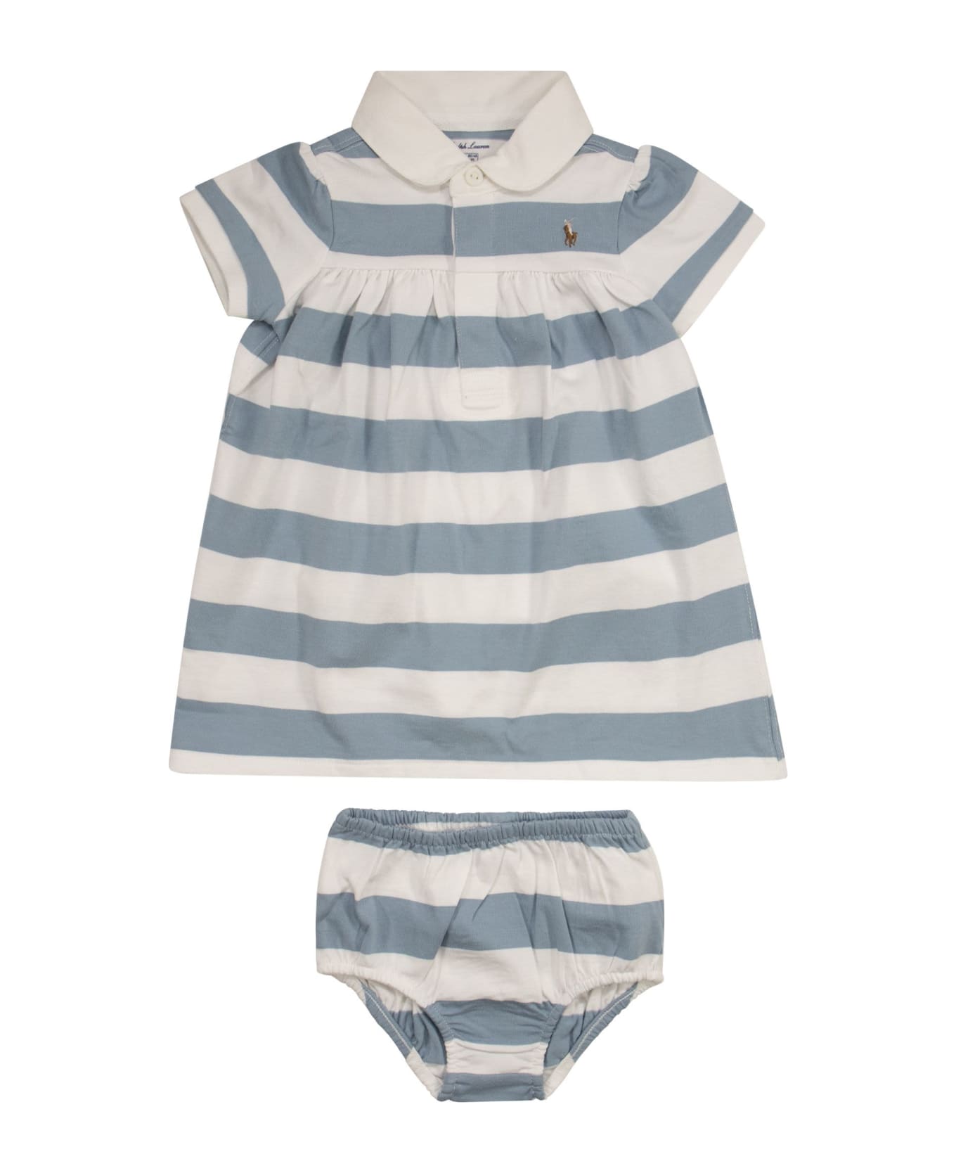 Polo Ralph Lauren Striped Jersey Rugby Dress With Culottes - Blue/white