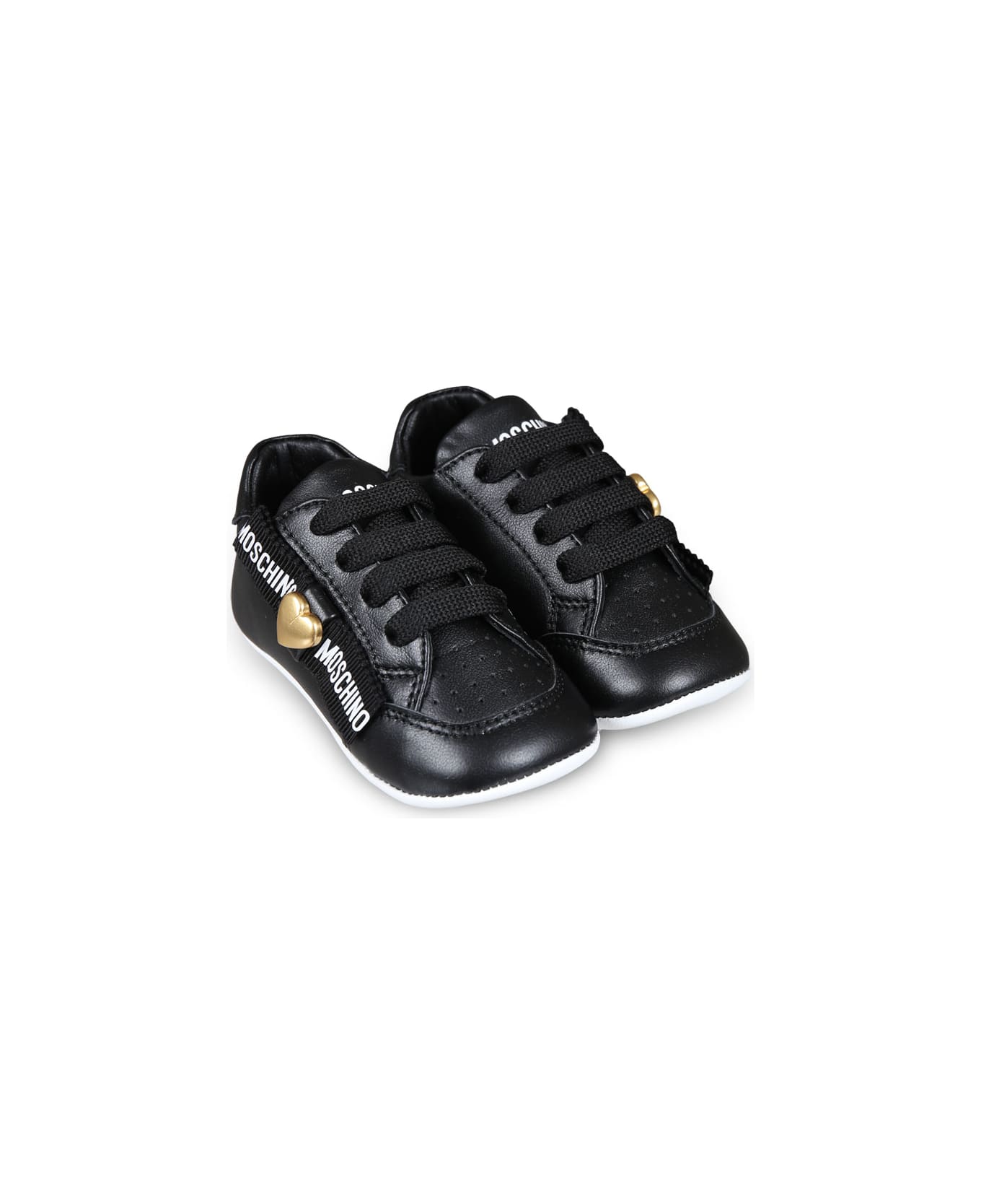 Moschino Black Ballet Flats For Baby Girl With Logo - Black