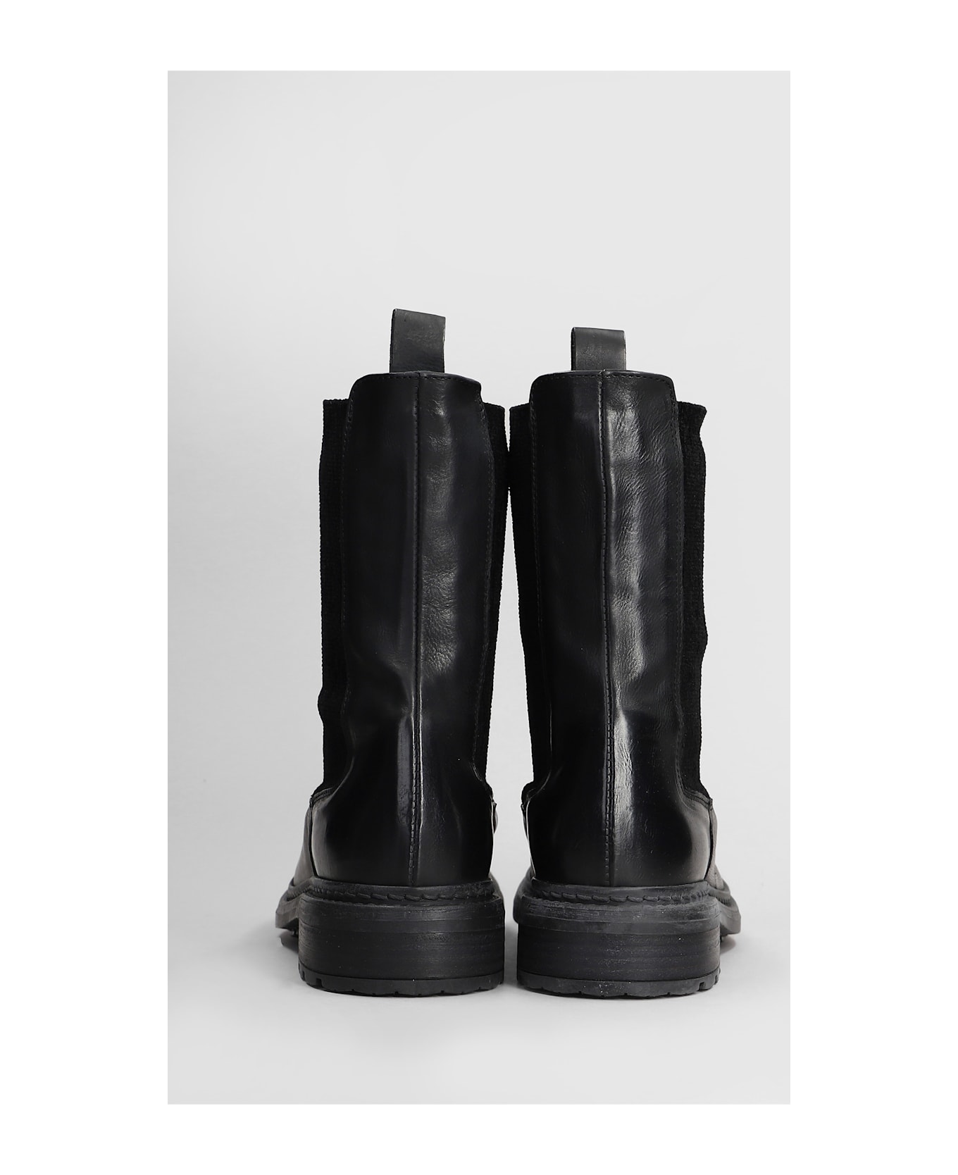 Julie Dee Combat Boots In Black Leather - black