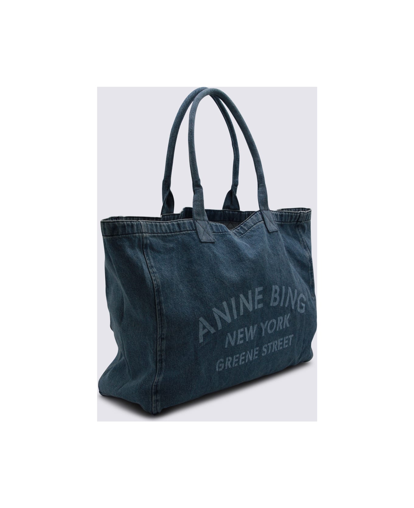 Anine Bing Blue Cotton Leo Canvas Tote - Blue