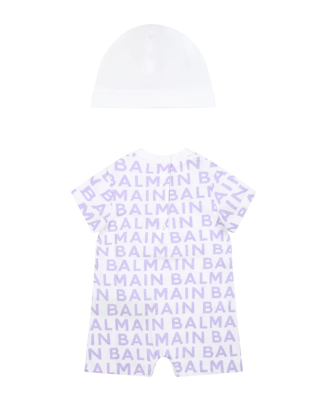 Balmain Purple Set For Baby Girl With Logo - Violet