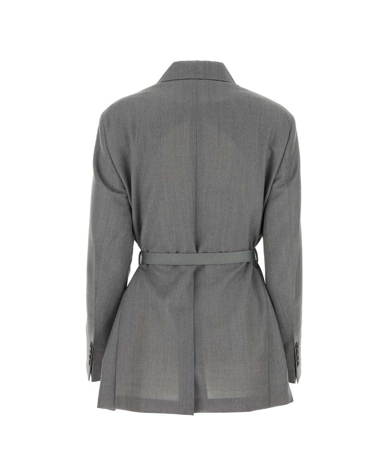 Prada Button-up Belted Jacket - GRANITO