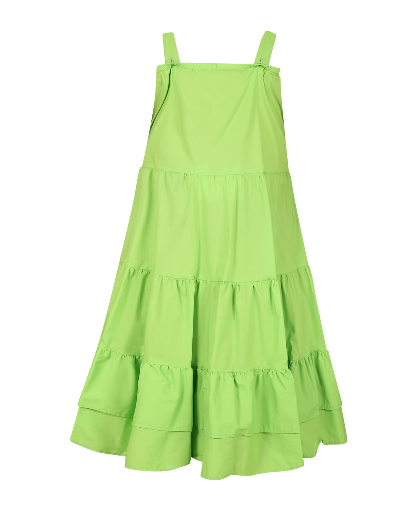 MSGM Green Dress For Girl With Logo - Green