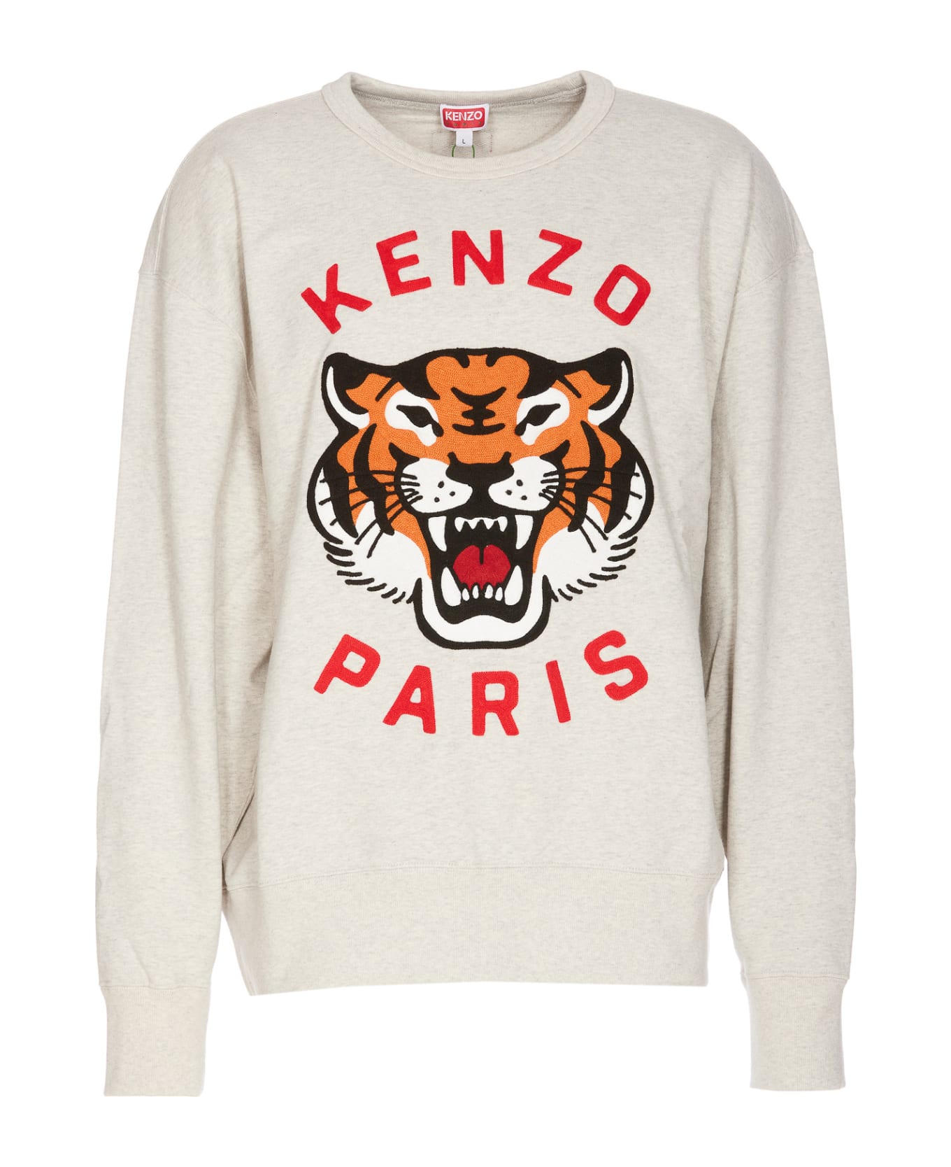 Kenzo Lucky Tiger Embroidered Oversize Sweatshirt - beige