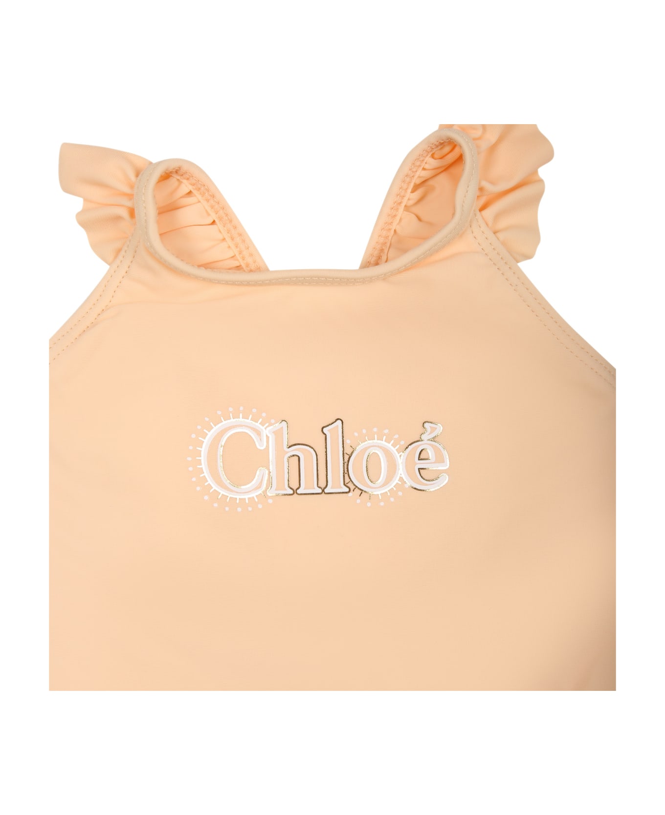 Chloé Pink Swimsuit For Baby Girl With Logo - Pink