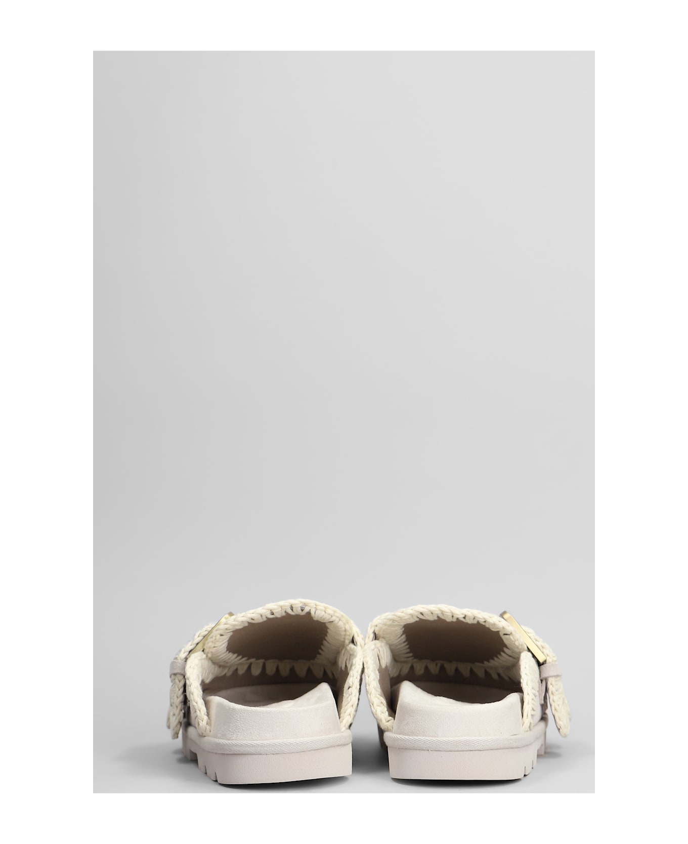 Mou Low Bio Sabot Slipper-mule In Grey Suede - grey