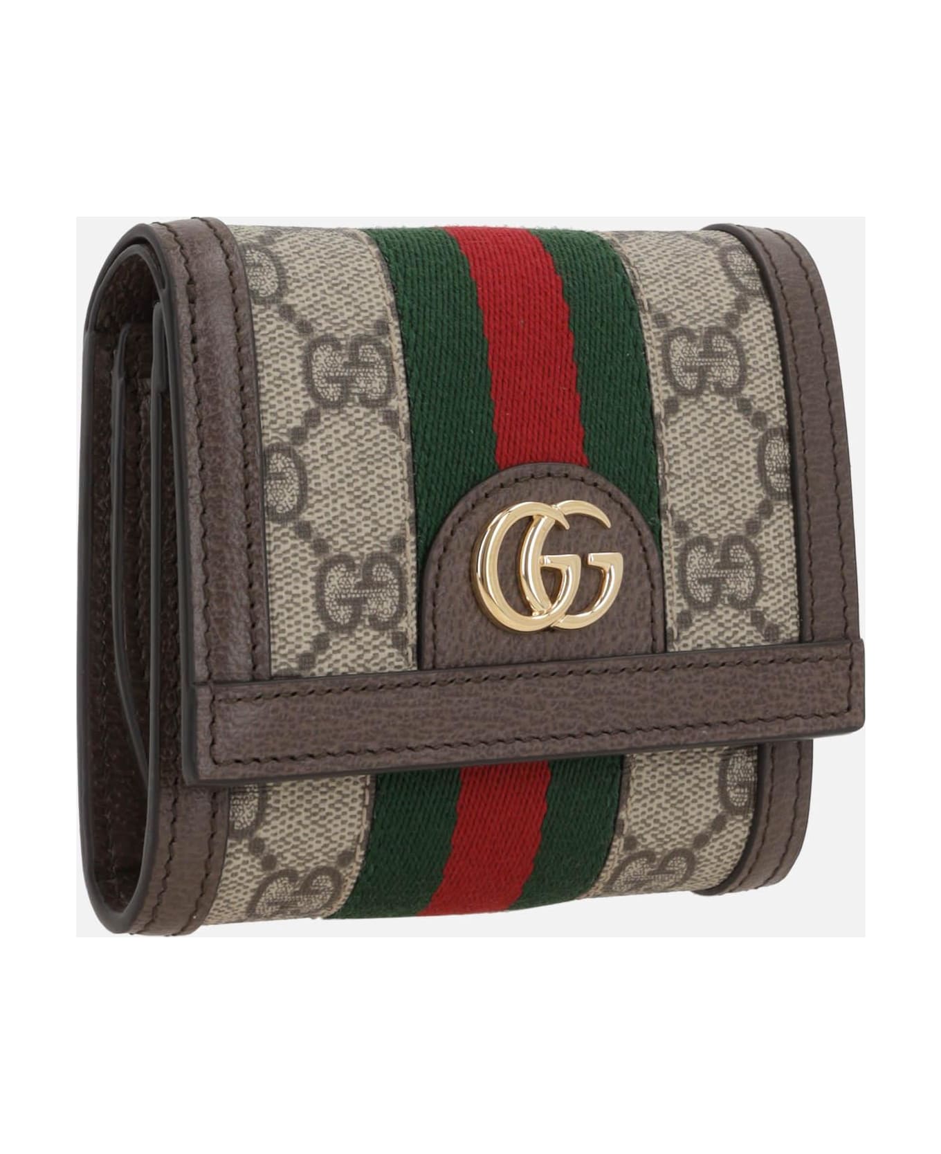 Gucci Ophidia Card Case Wallet In Gg Supreme Canvas - Acero