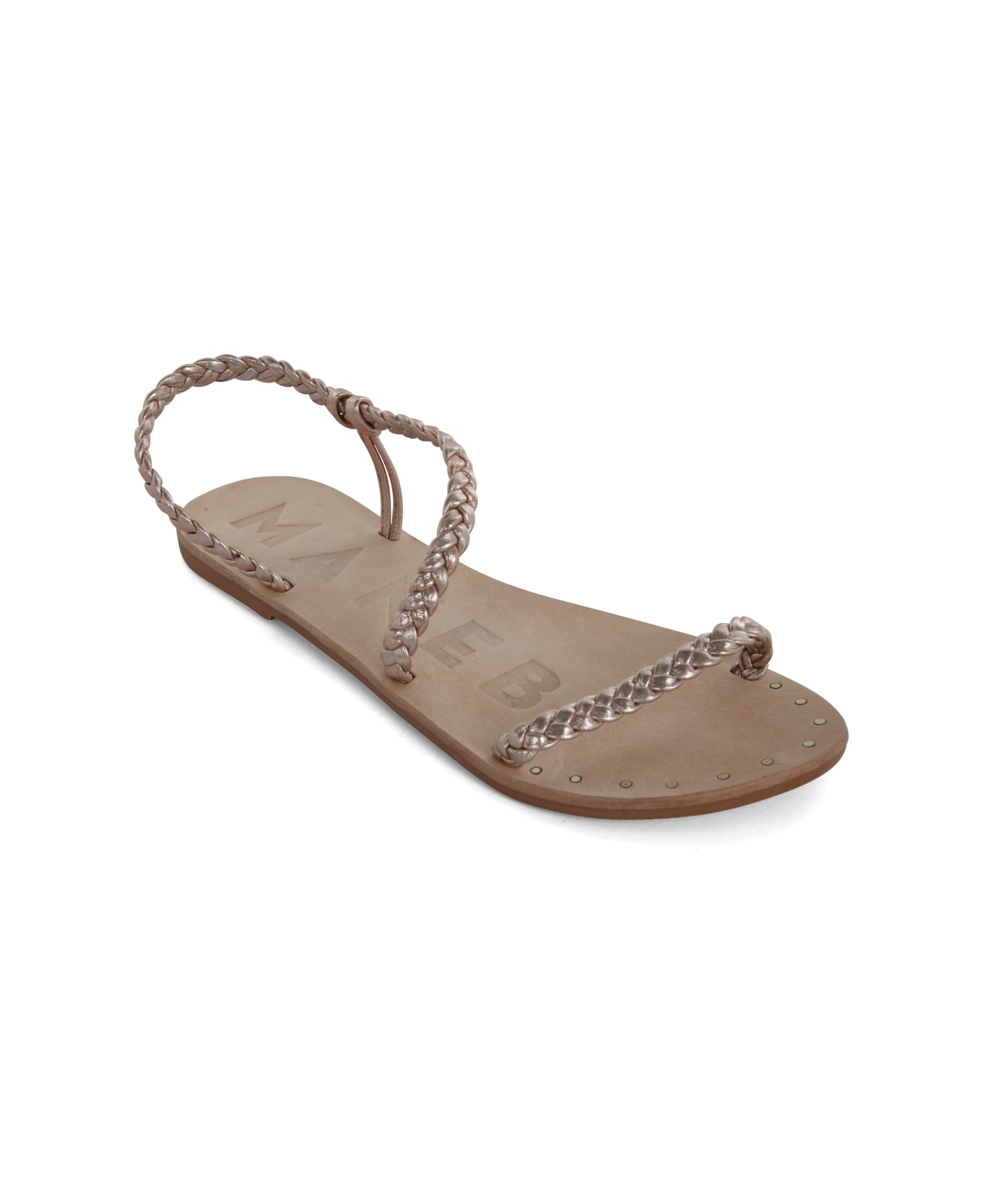 Manebi Leather Braid Sandals - Platinum