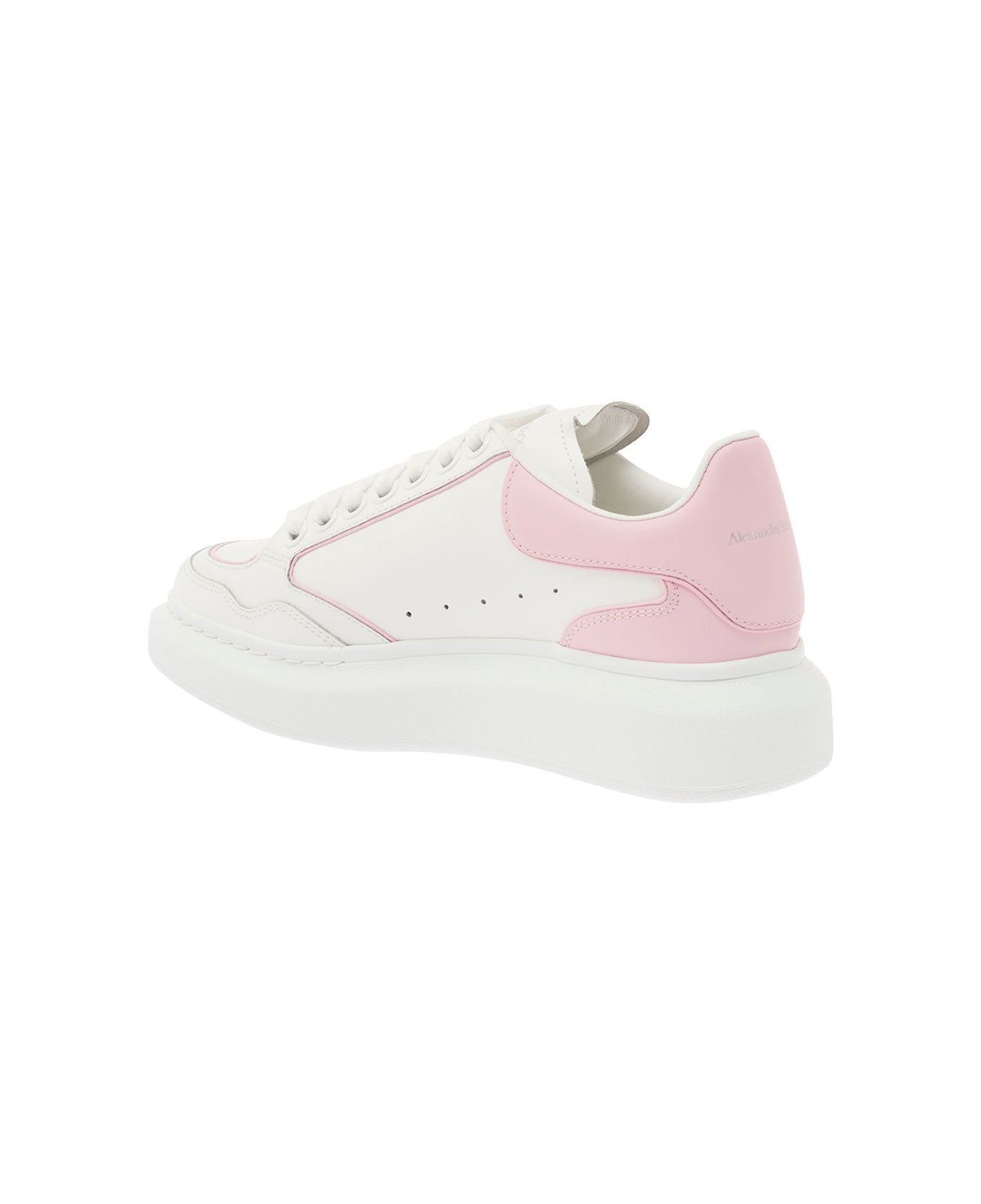Alexander McQueen White And Pink Low Top Sneakers With Logo Detail In Leather Woman - White ウェッジシューズ