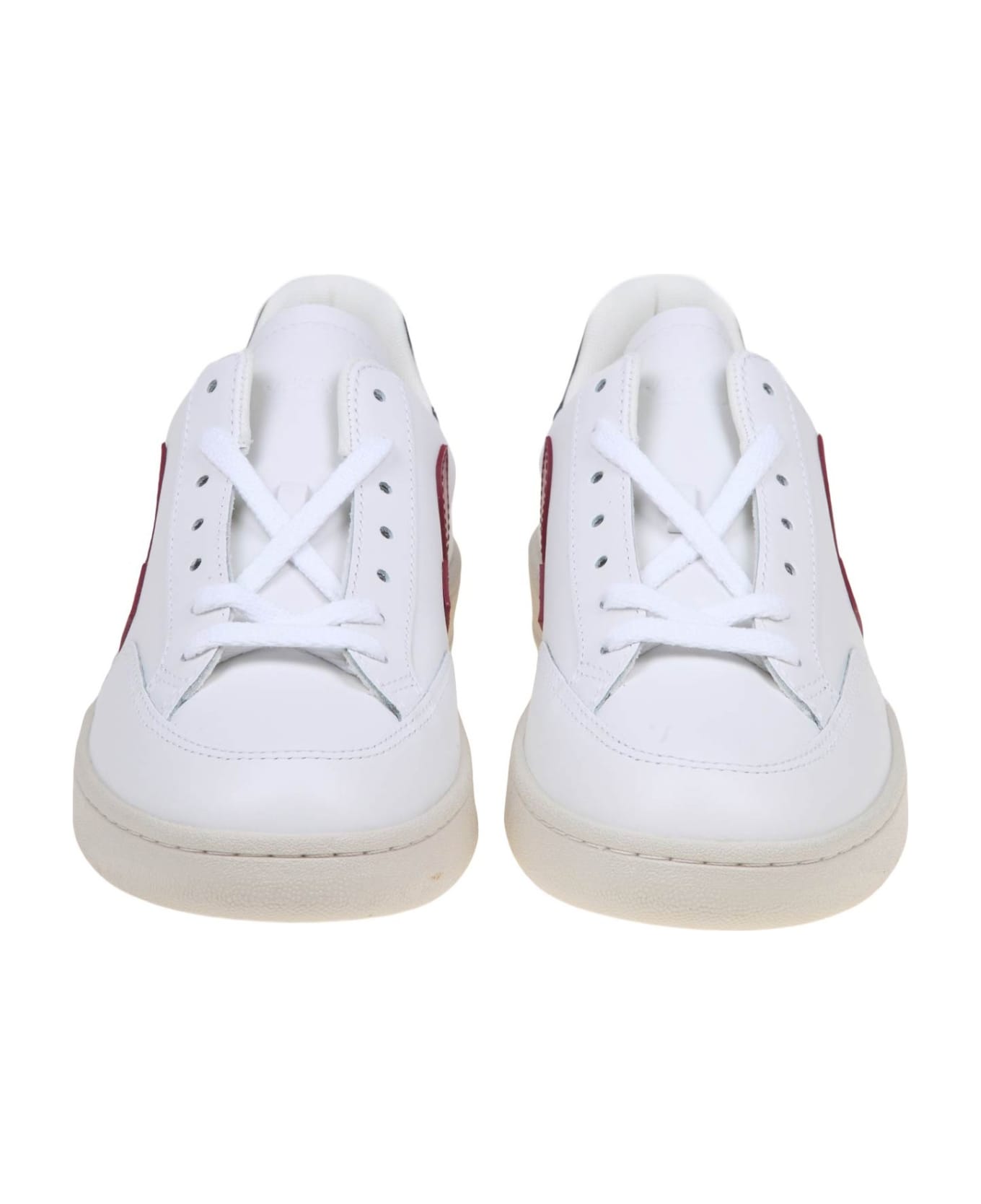 Veja V 12 Sneakers In White/marsala Leather スニーカー