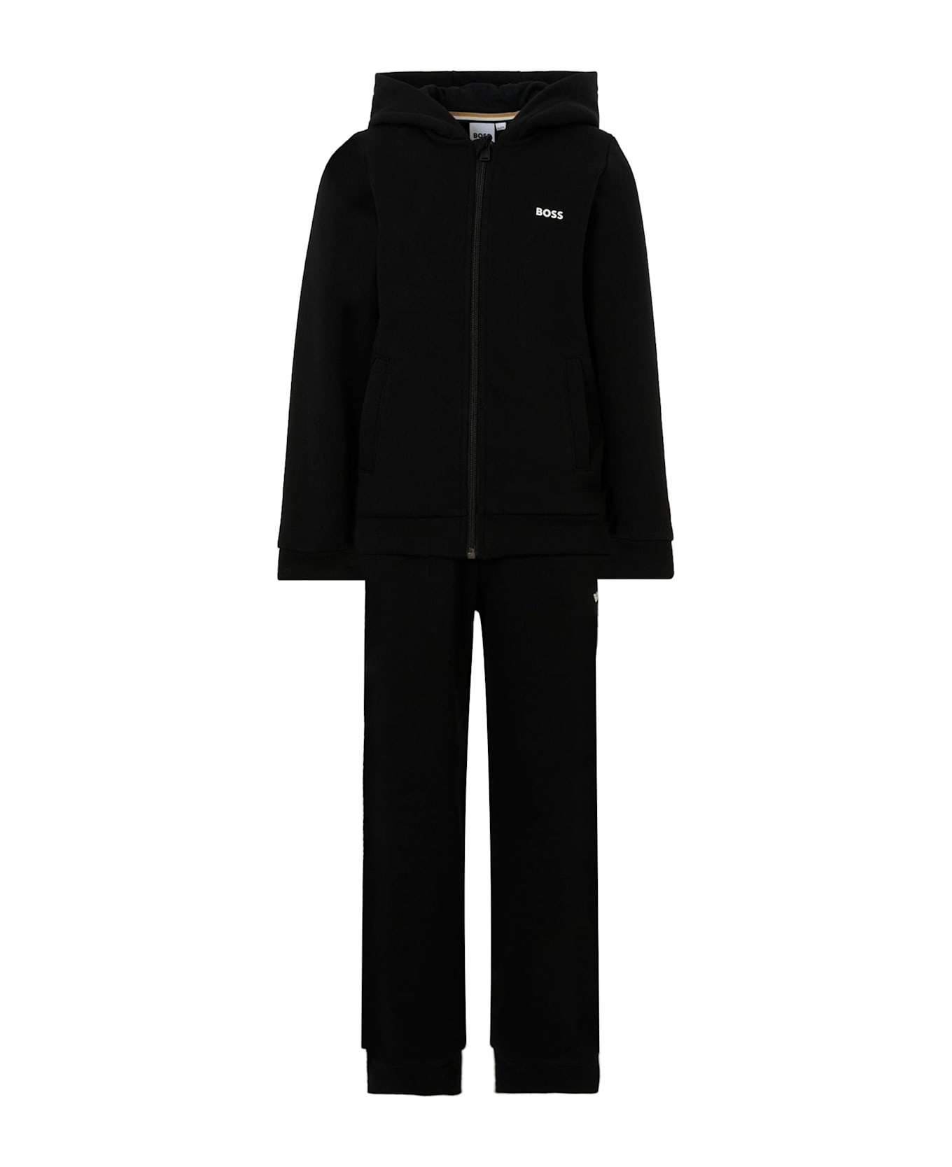 Hugo Boss Black Suit For Boy With White Logo - Black