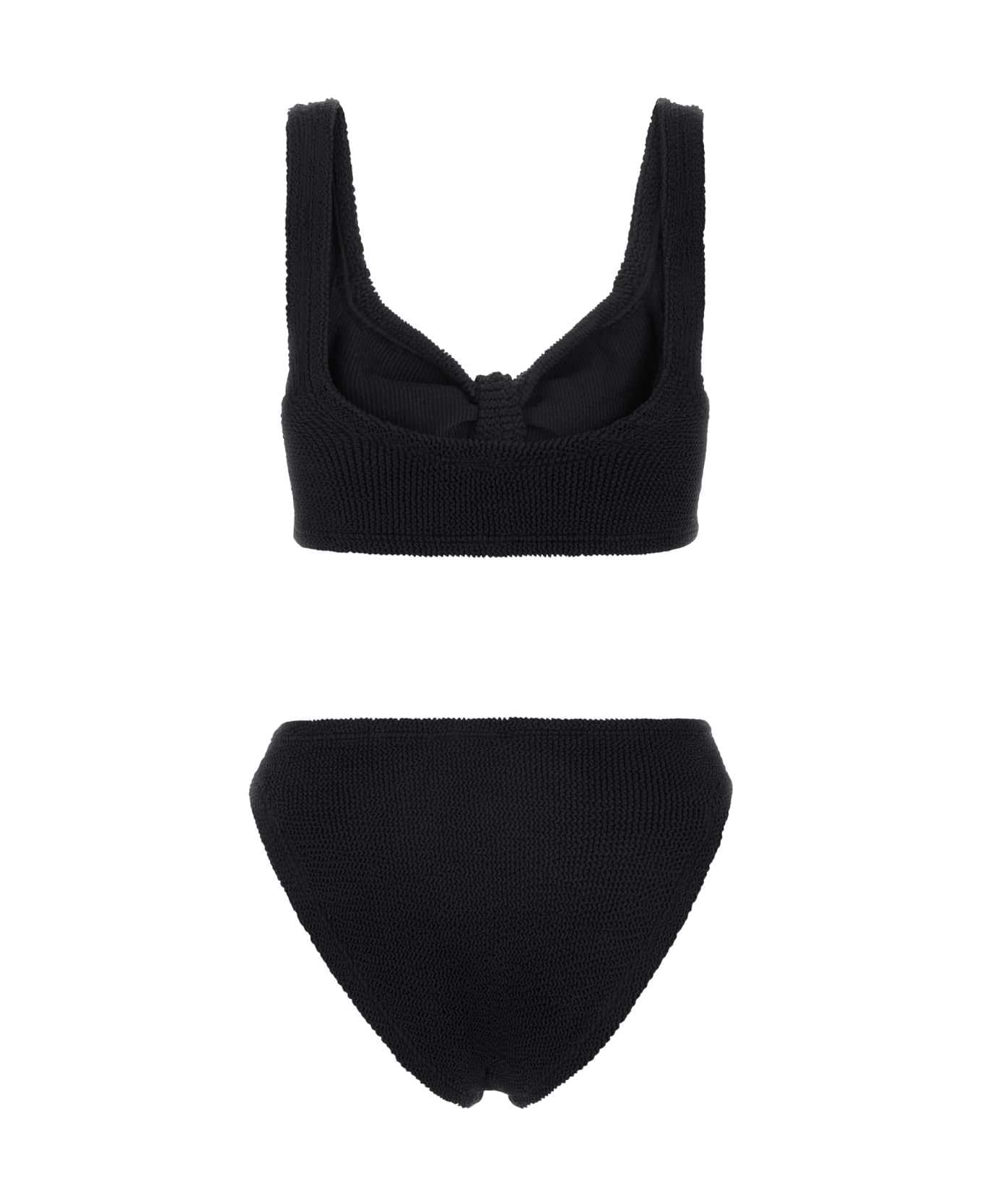 Hunza G Black Stretch Nylon Bonnie Bikini - BLACK