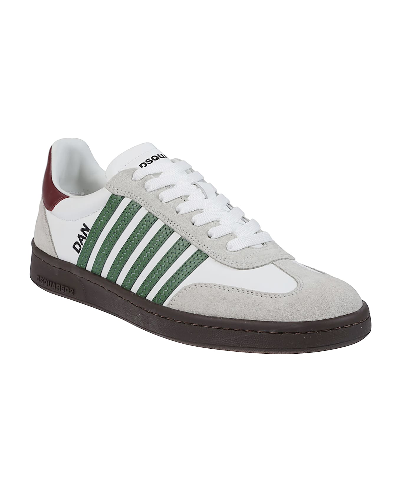 Dsquared2 Boxer Lace-up Low Top Sneakers - Bianco/verde /rosso