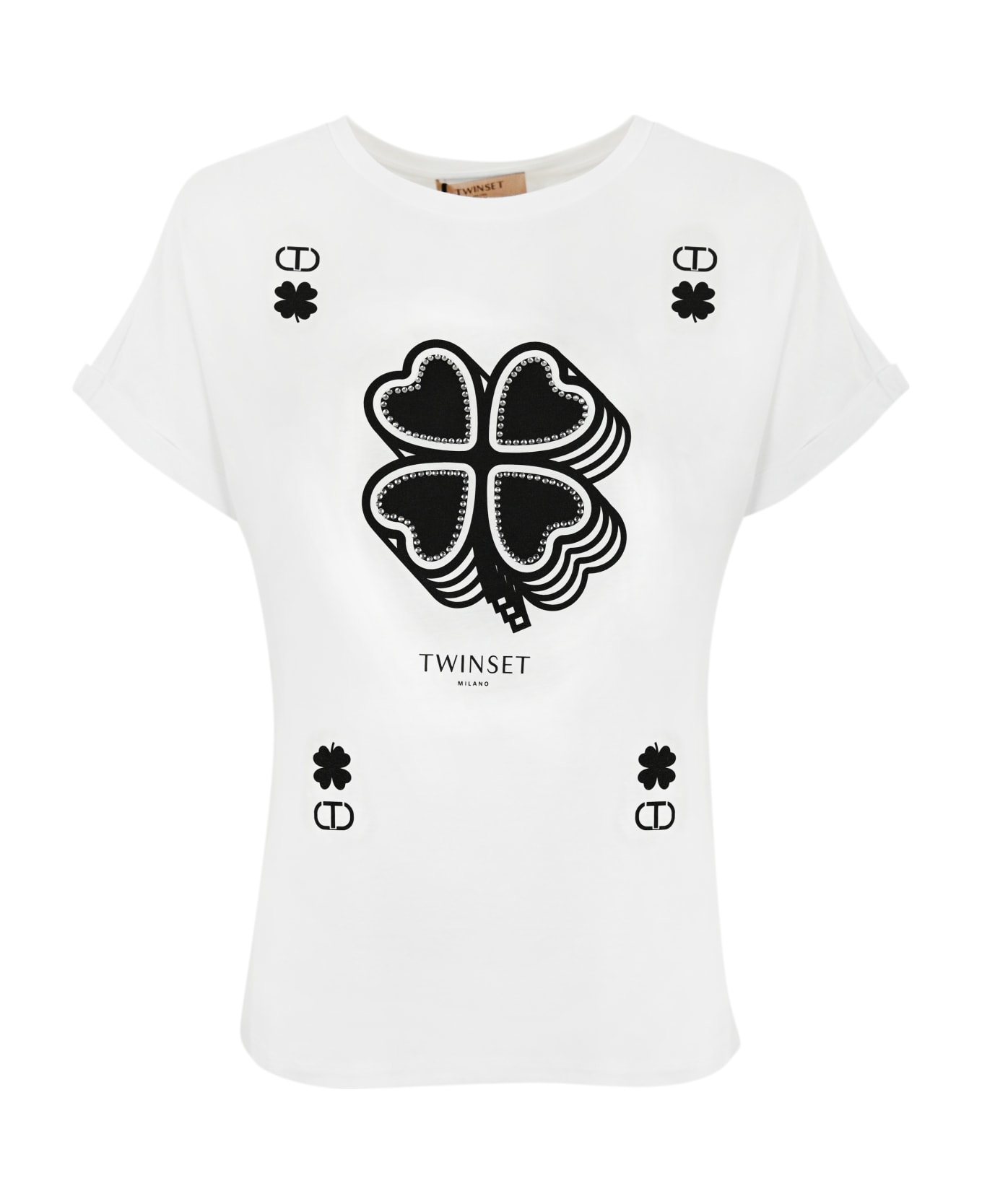 TwinSet T-shirt With Four-leaf Clover Print - Bianco Ottico