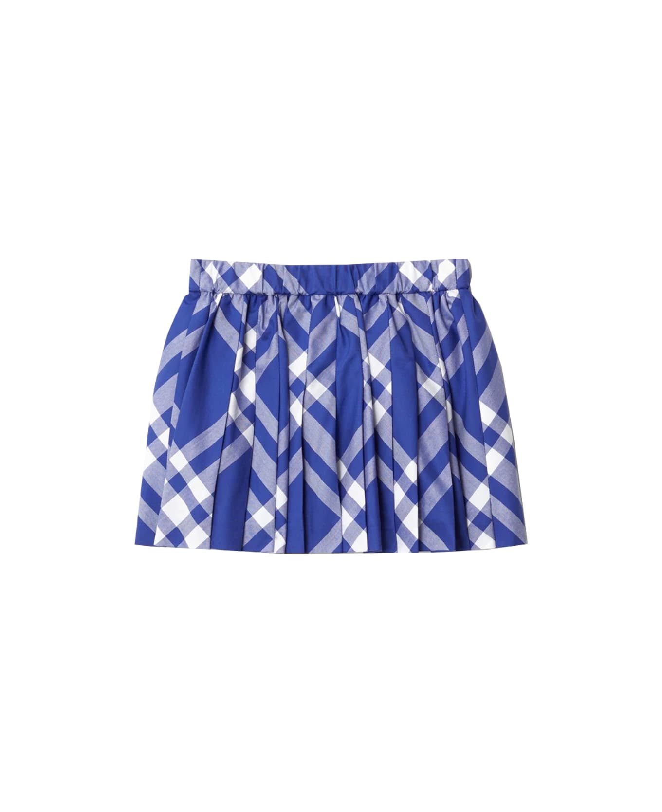 Burberry Pleated Skirt In Check Cotton - Blue ボトムス