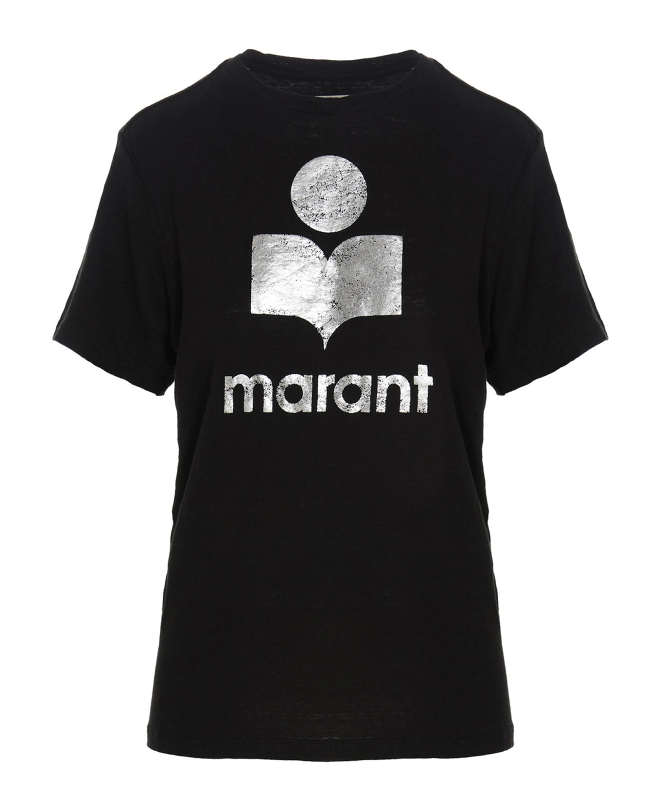 Marant Étoile Zewel T-shirt With Metallic Logo Print - Bk Black