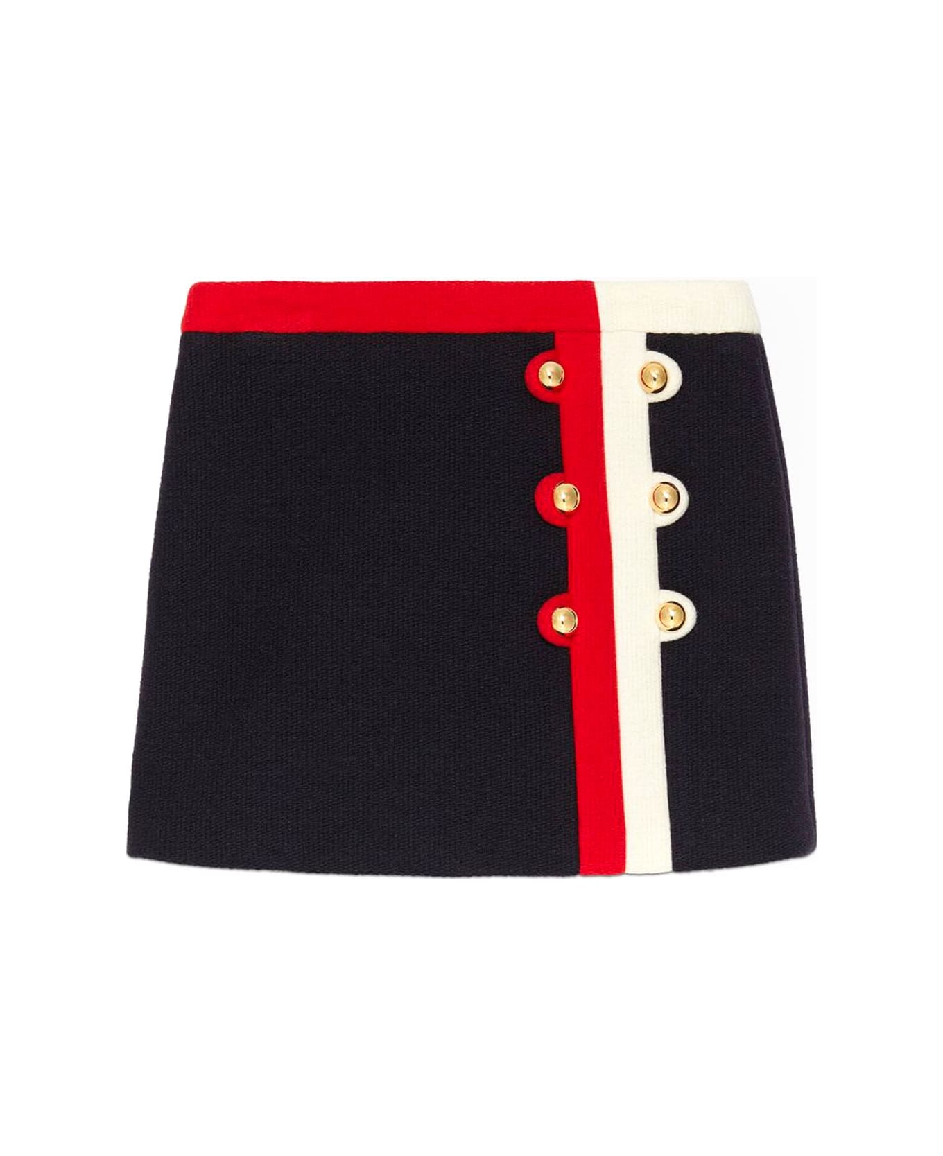 Gucci Does Knitted Navy Blue Wool Skirt - Blu