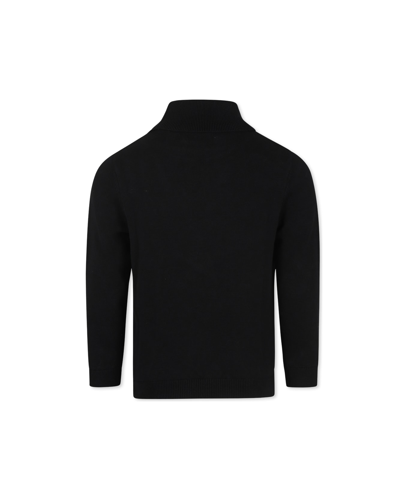 Calvin Klein Black Cotton Turtleneck For Boy With Logo - Black