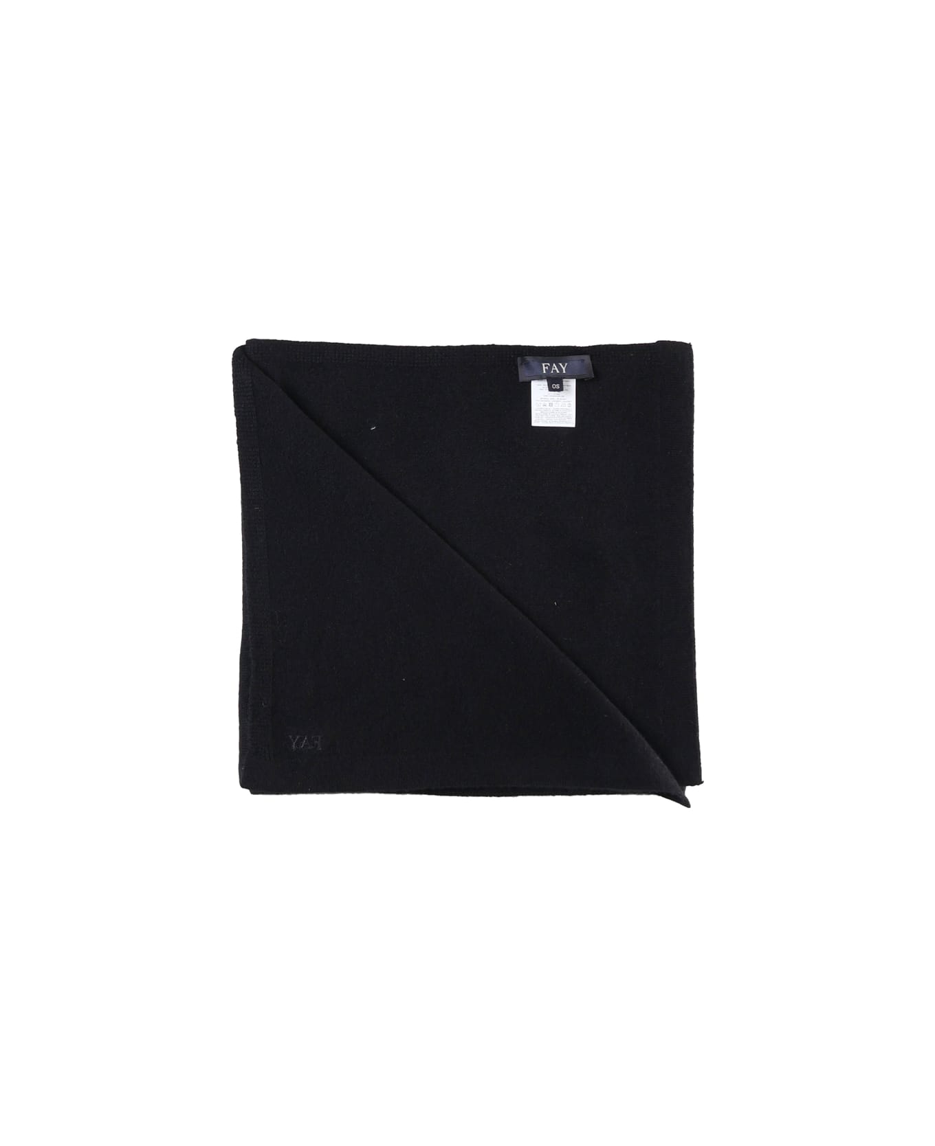 Fay Scarf In Cashmere With Little Logo Sign - Black
