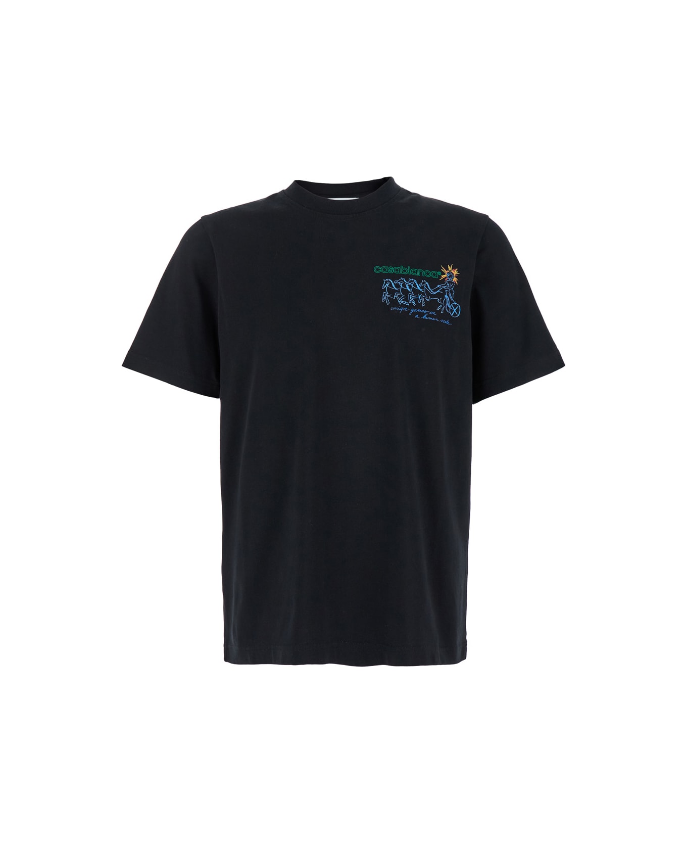 Casablanca Black T-shirt With Pentathlon Priont In Cotton Man - Black