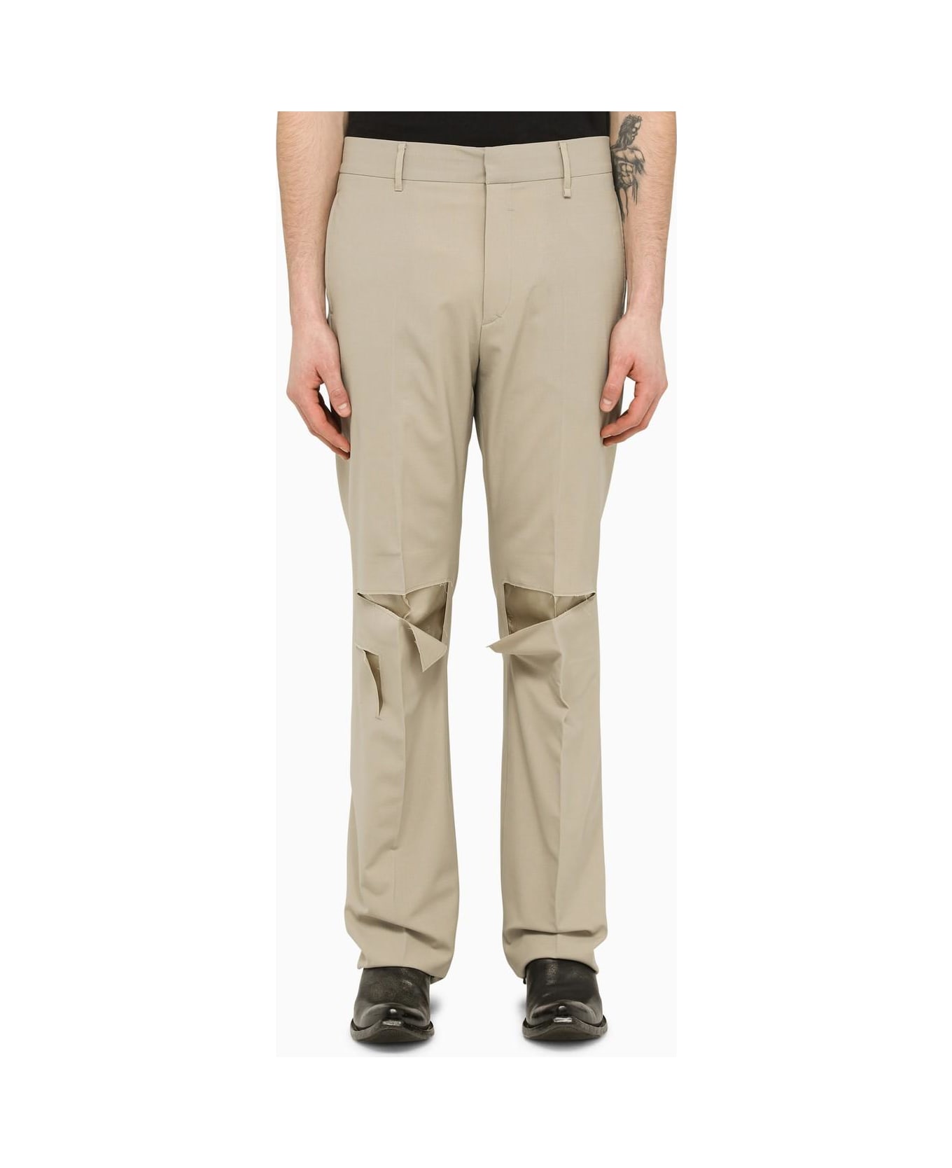 Givenchy Stone Tailored Trousers With Wear