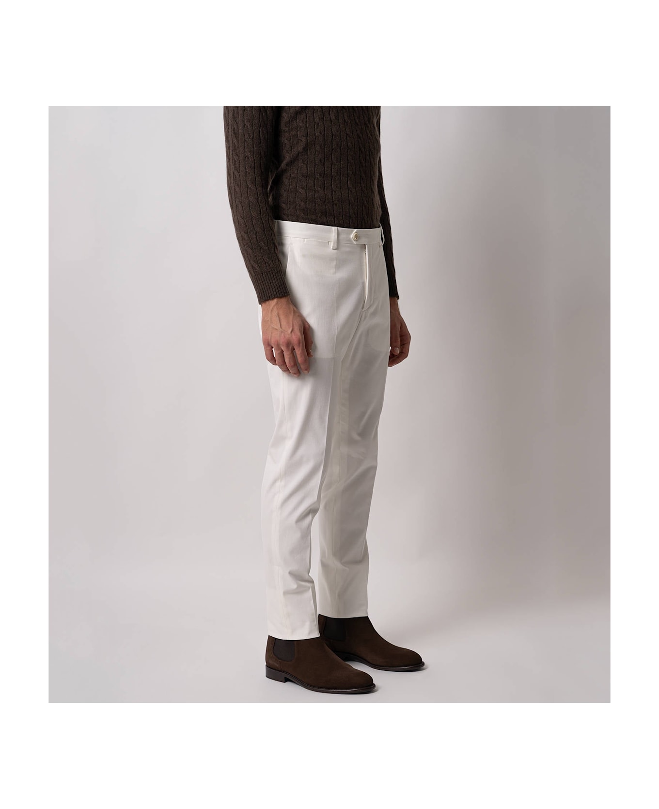 Larusmiani Velvet Trousers Howard Pants - Ivory