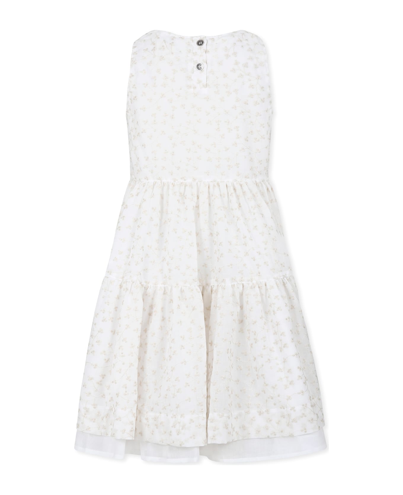 Caffe
 d
Orzo Ivory Dress For Girl With Floral Embroidery - Ivory