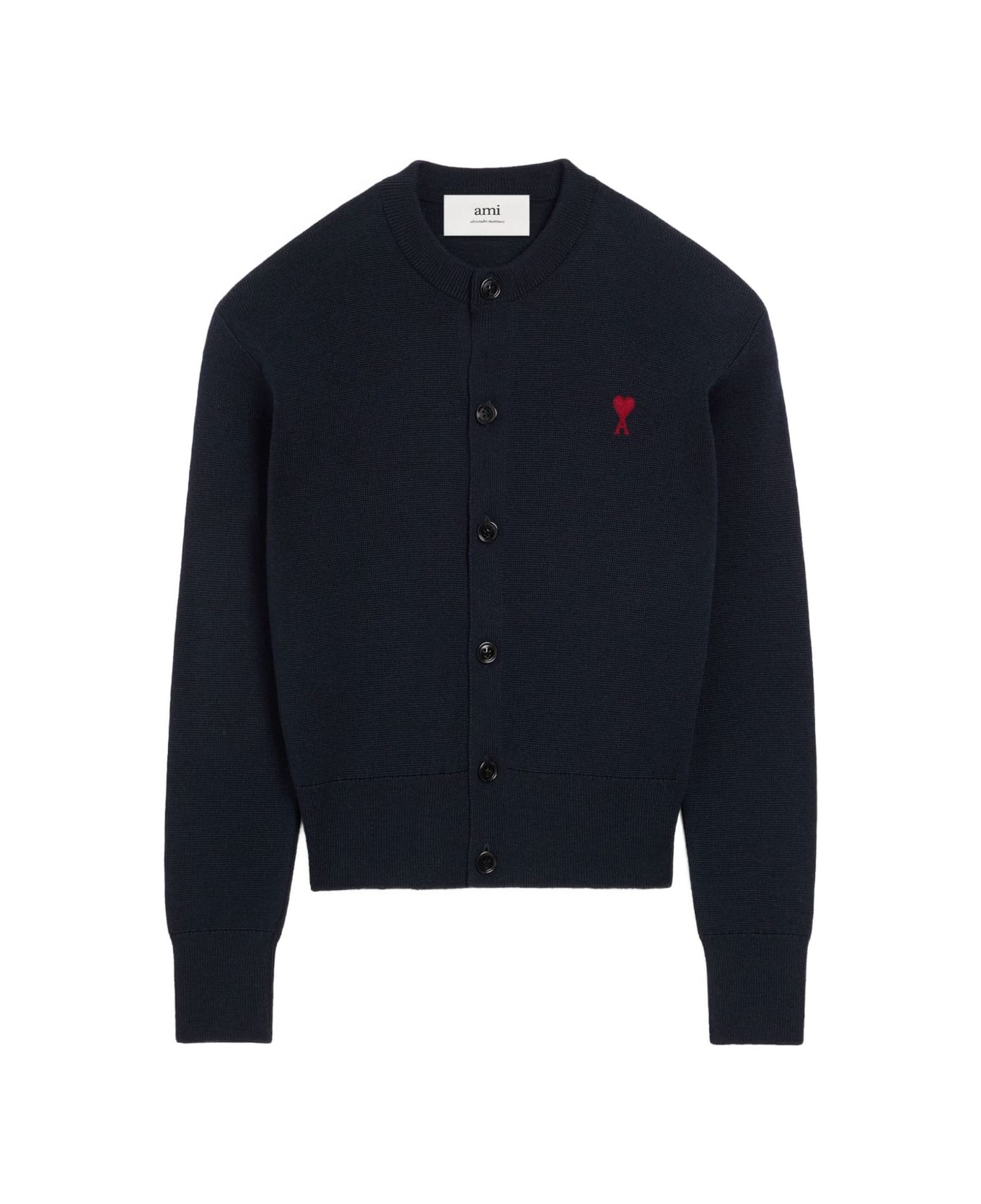 Ami Alexandre Mattiussi Ami De Coeur Wool Cardigan - Blue