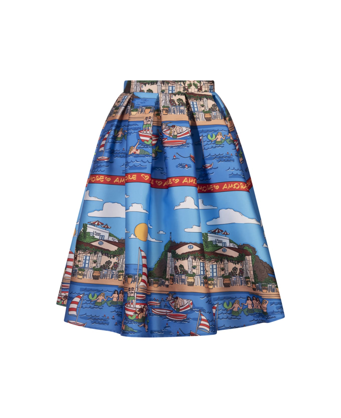 Alessandro Enriquez Midi Skirt With Marzameni Print - Blue スカート