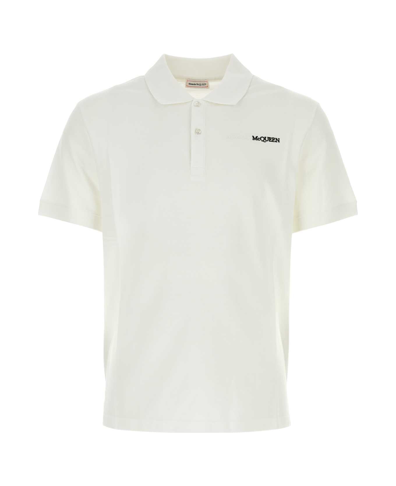Alexander McQueen Ivory Piquet Polo Shirt - WHITEWHITEBLACK
