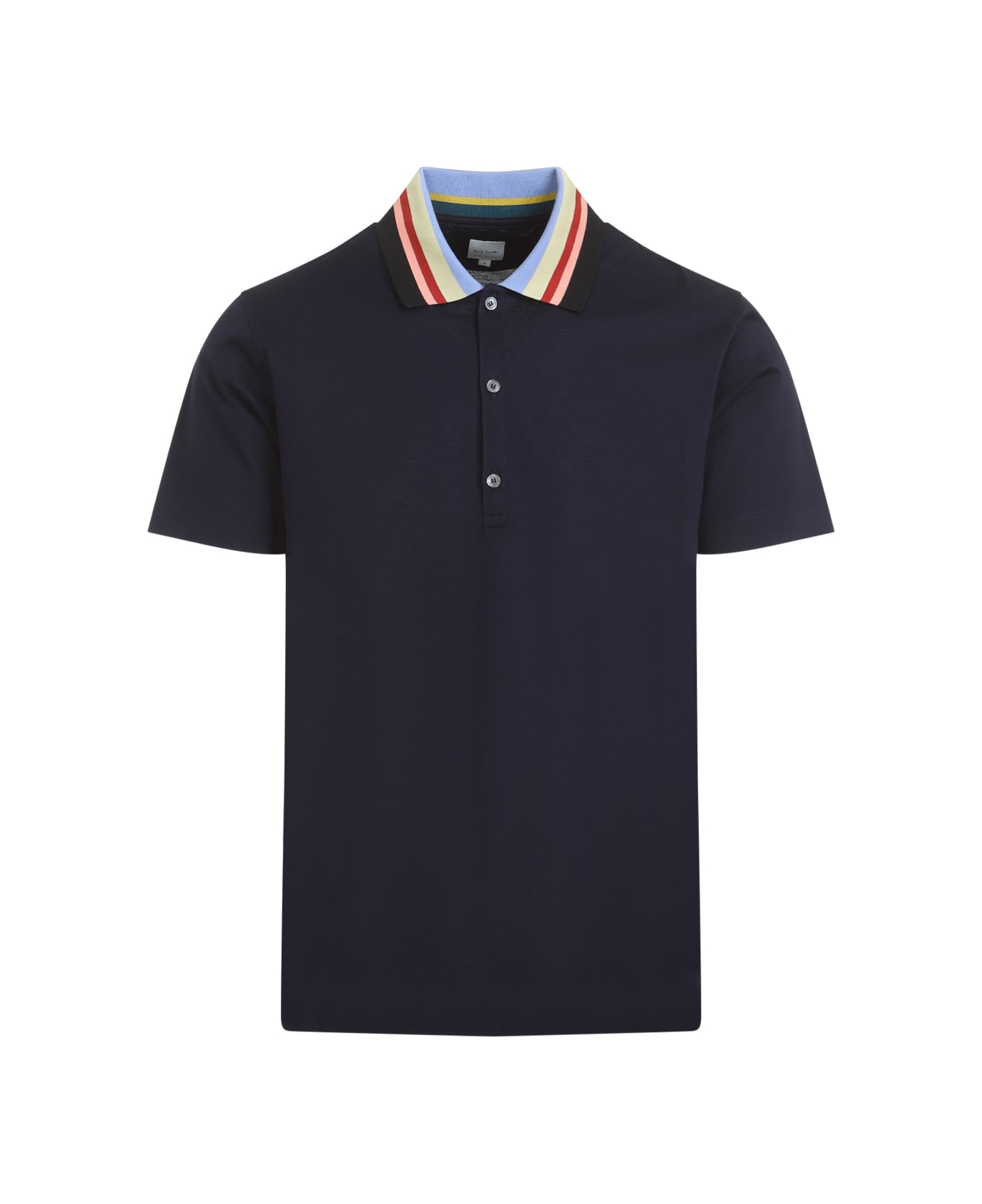Paul Smith Stripe Collar Polo Shirt - Very Dark Navy