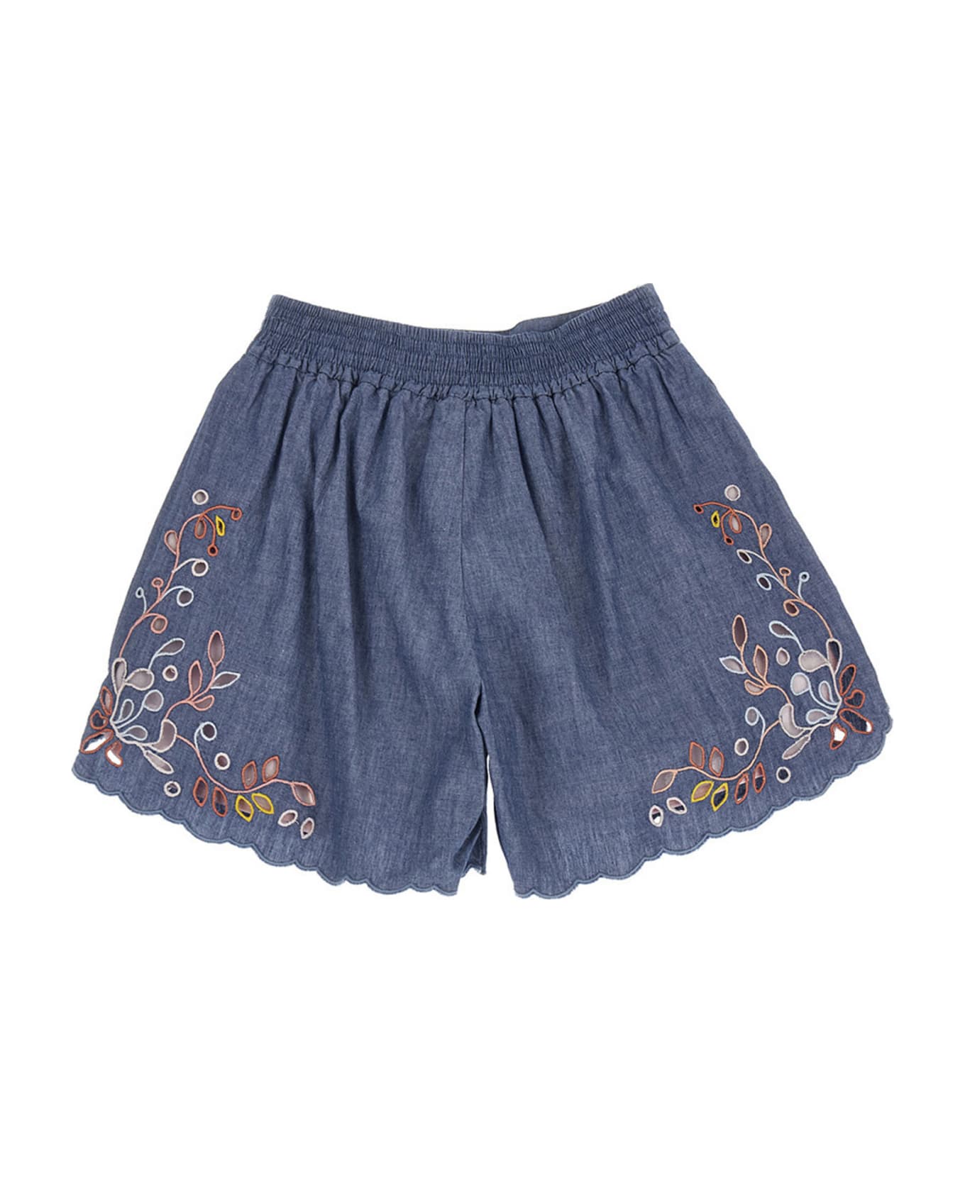 Chloé Embroidery Chamb Ray Shorts - Light Blue ボトムス
