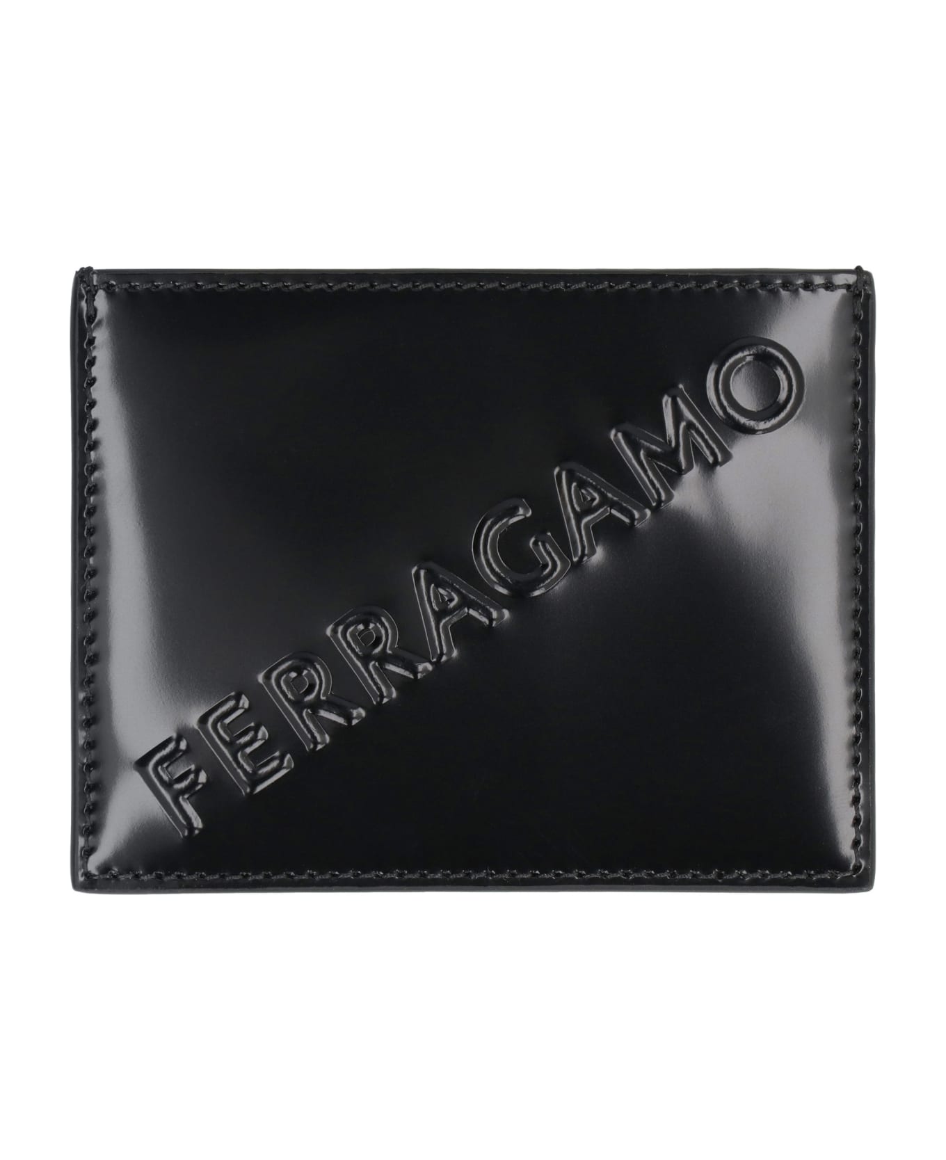 Ferragamo Leather Card Holder - black