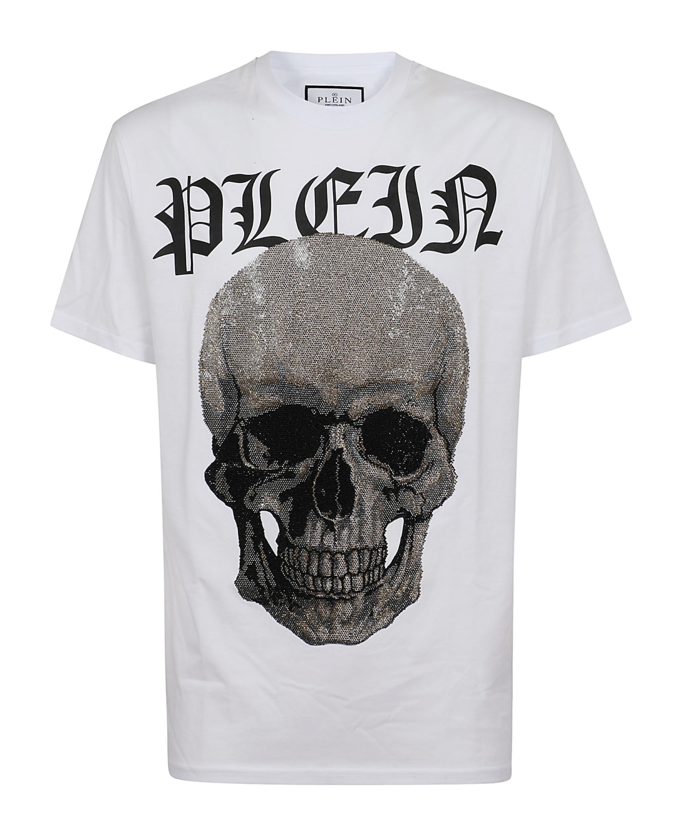 Philipp Plein T-shirt Round Neck Ss With Cry - White