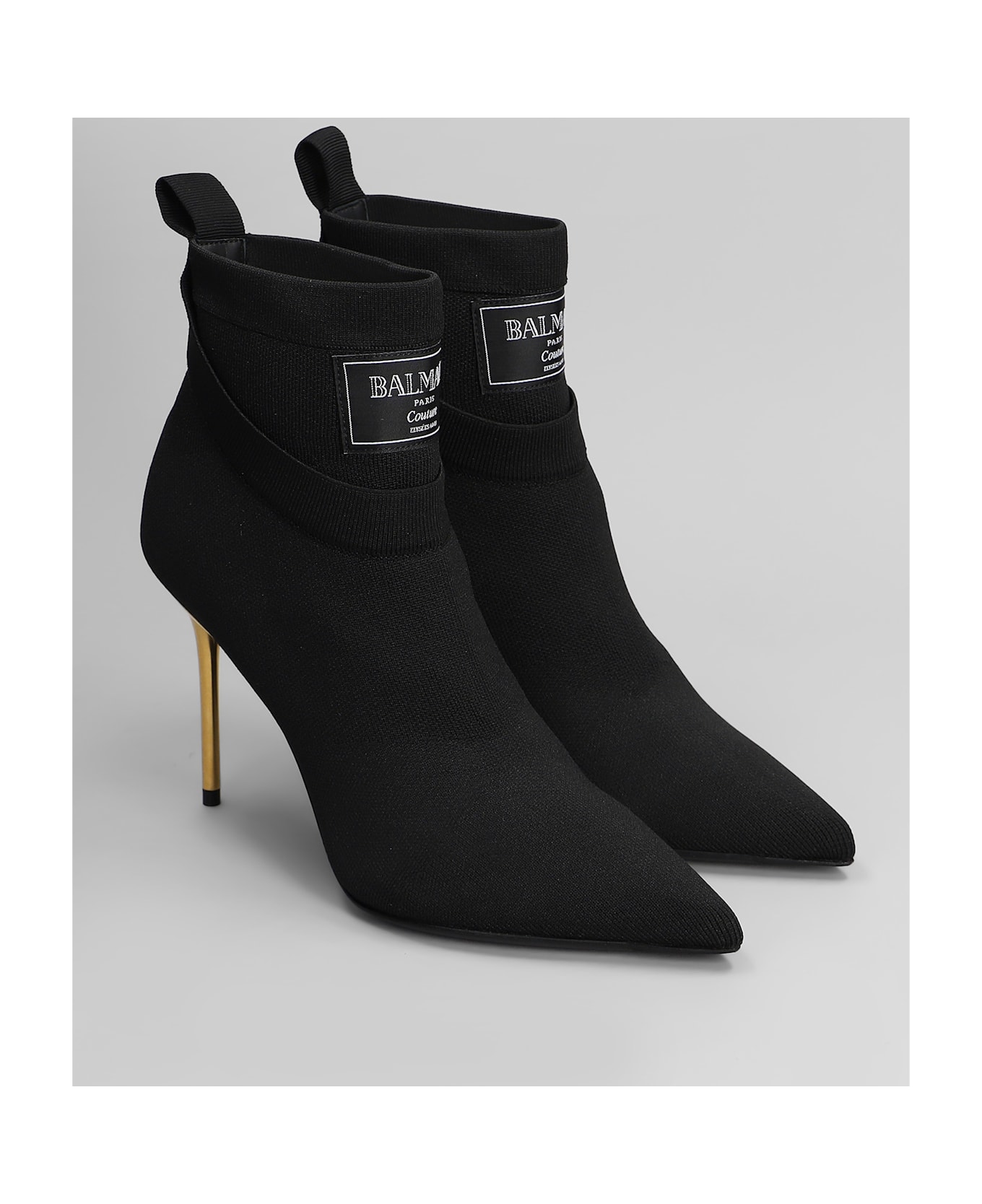 Balmain Ankle Boot High Heels Ankle Boots In Black Cotton - black