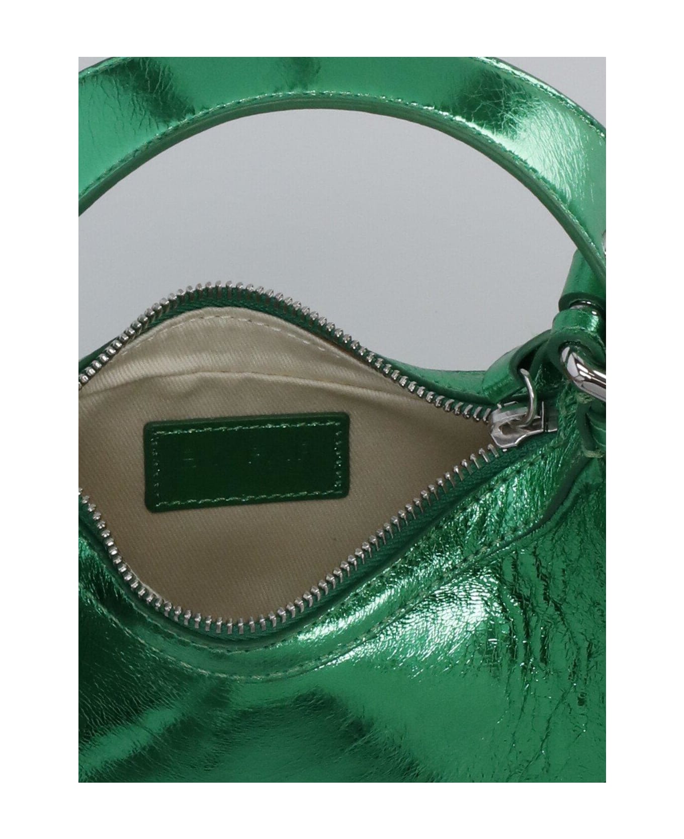 BY FAR Metallic Zipped Shoulder Bag - Green