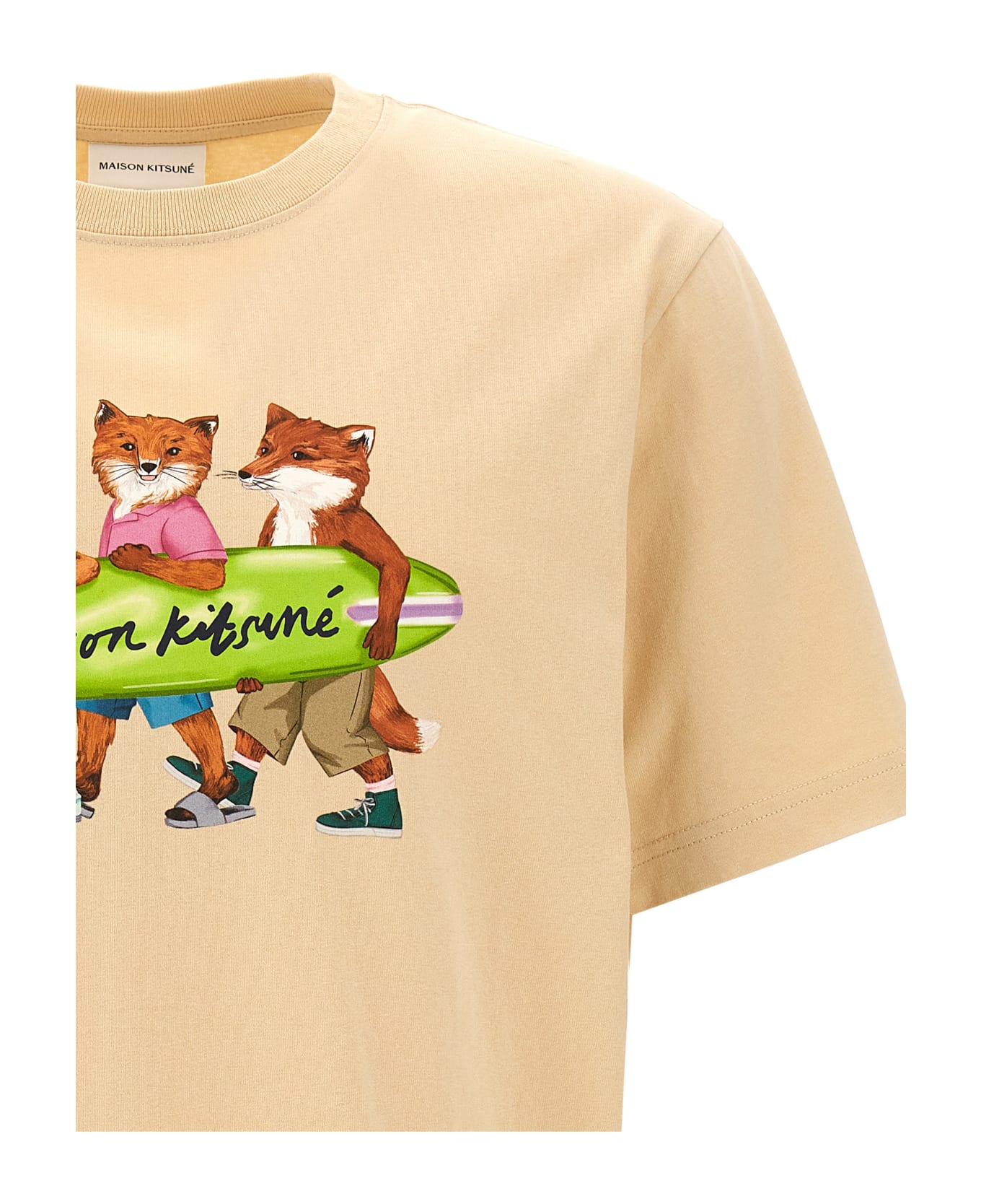 Maison Kitsuné 'surfing Foxes' T-shirt - Beige シャツ