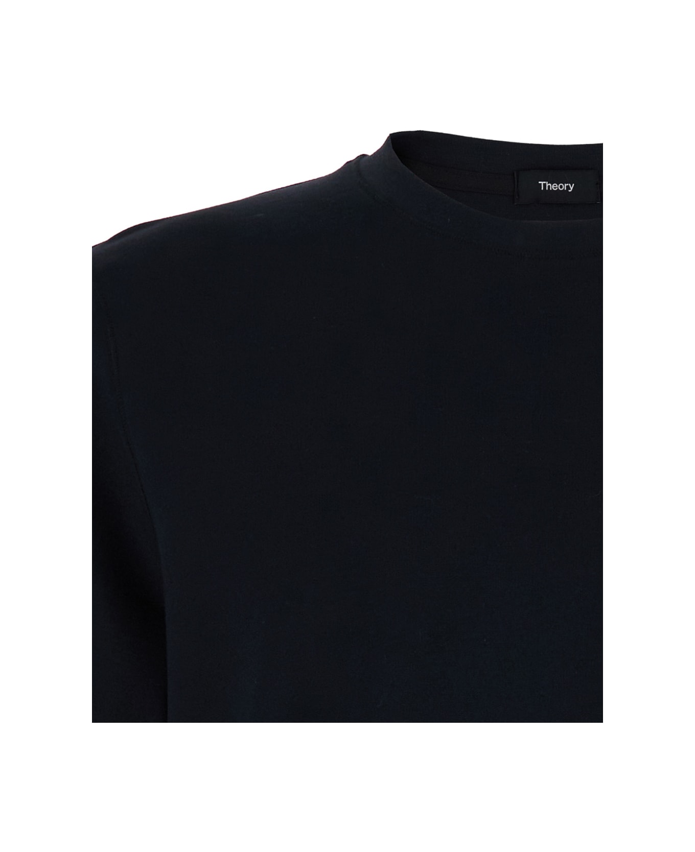 Theory Black Crewneck T-shirt In Jersey Man - Black