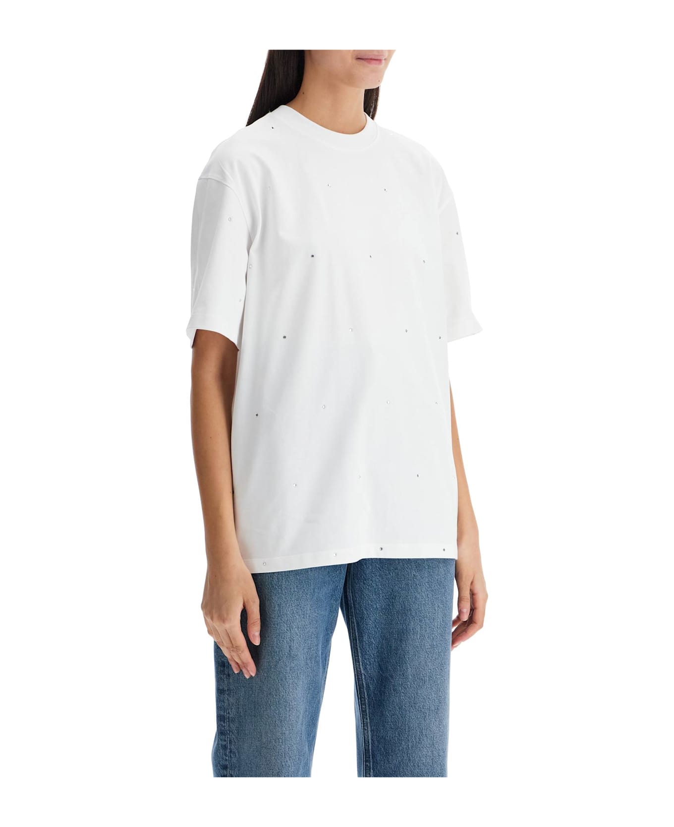 Ganni T-shirt With Rhin - BRIGHT WHITE