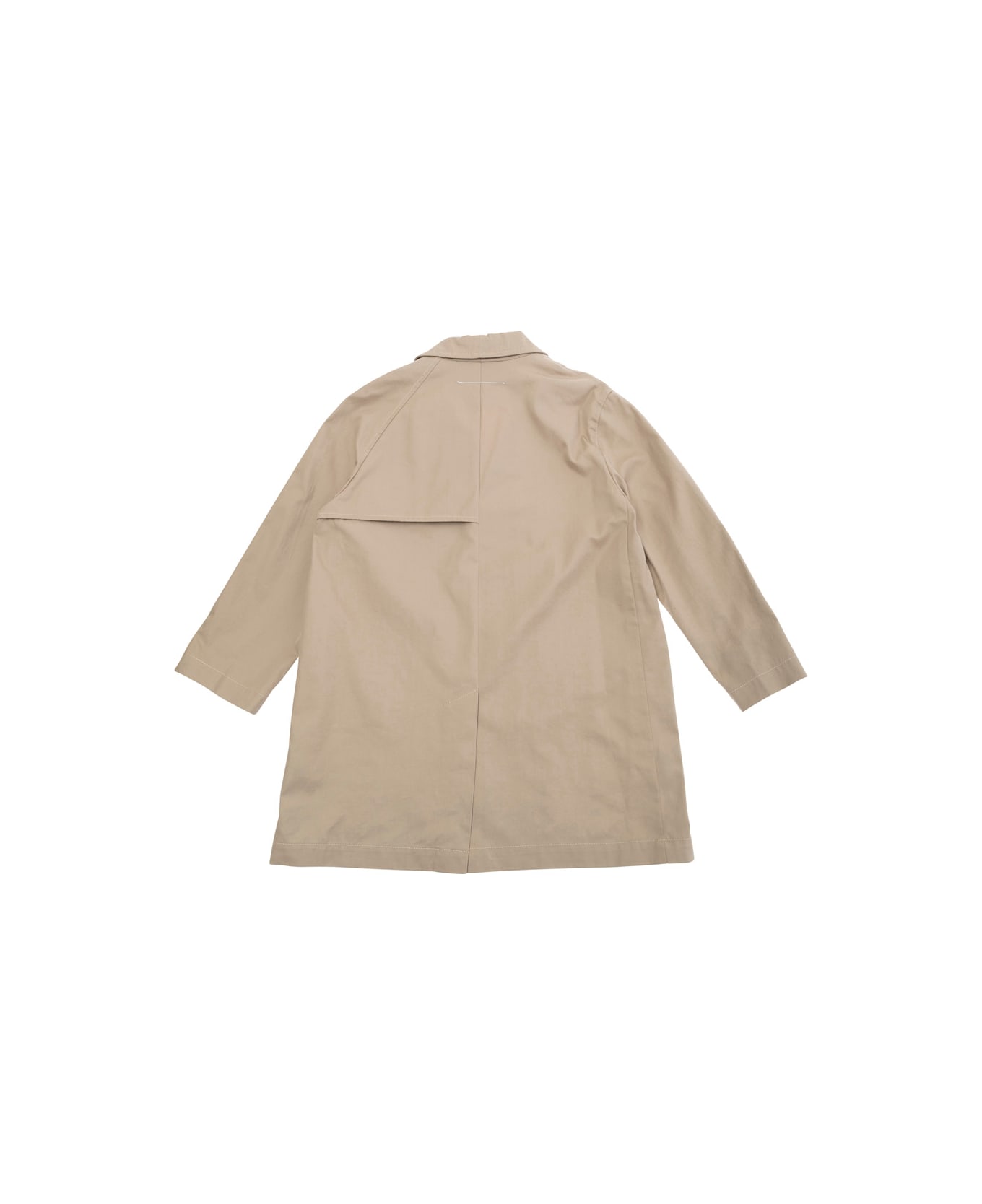 MM6 Maison Margiela Brown Double-breasted Coat With Notched Revers In Cotton Boy - Brown