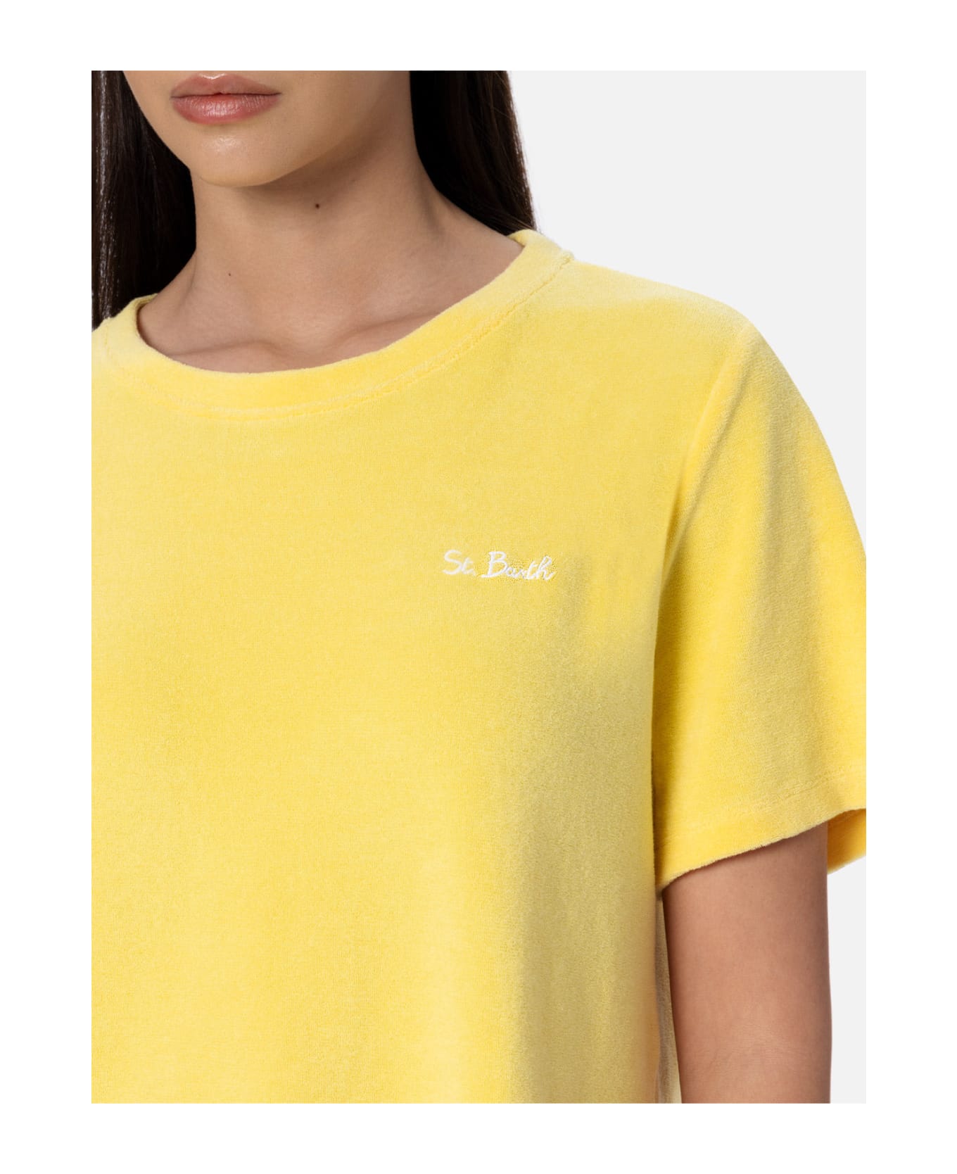 MC2 Saint Barth Woman Pale Yellow Terry Cotton Crewneck T-shirt Emilie - YELLOW