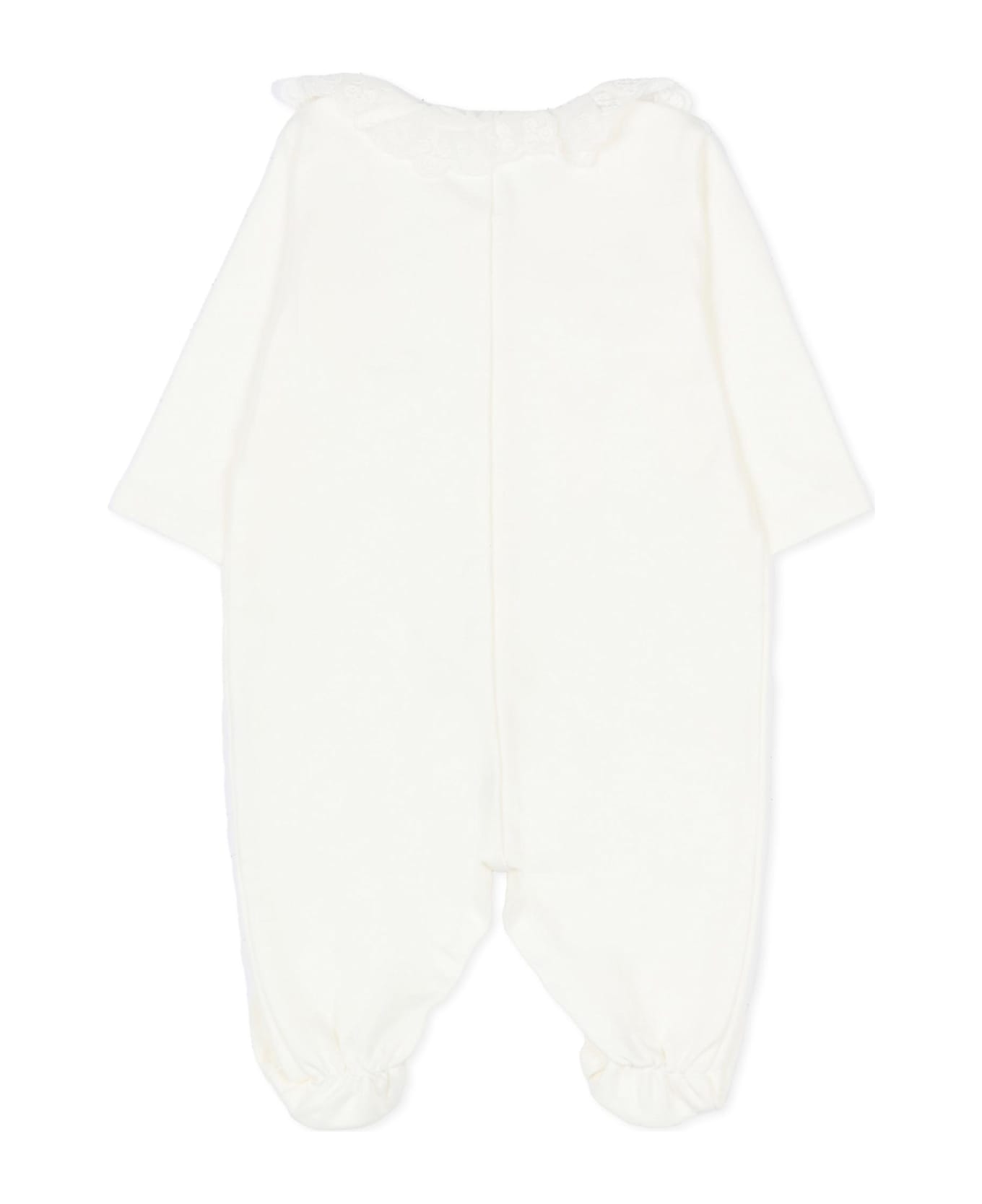 Chloé Ivory Babygrow Set For Baby Girl With Logo - White