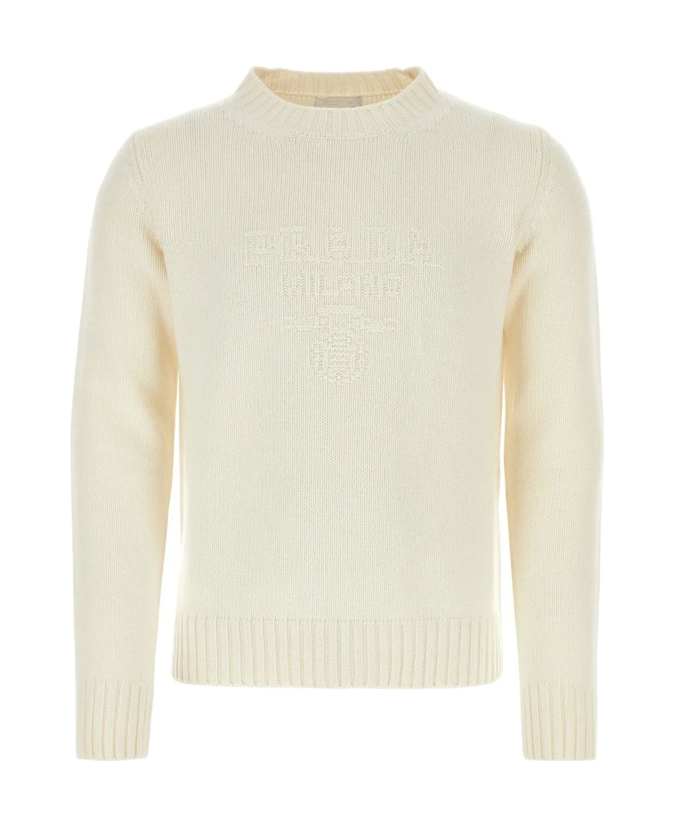 Prada Ivory Wool Blend Sweater - BIANCO